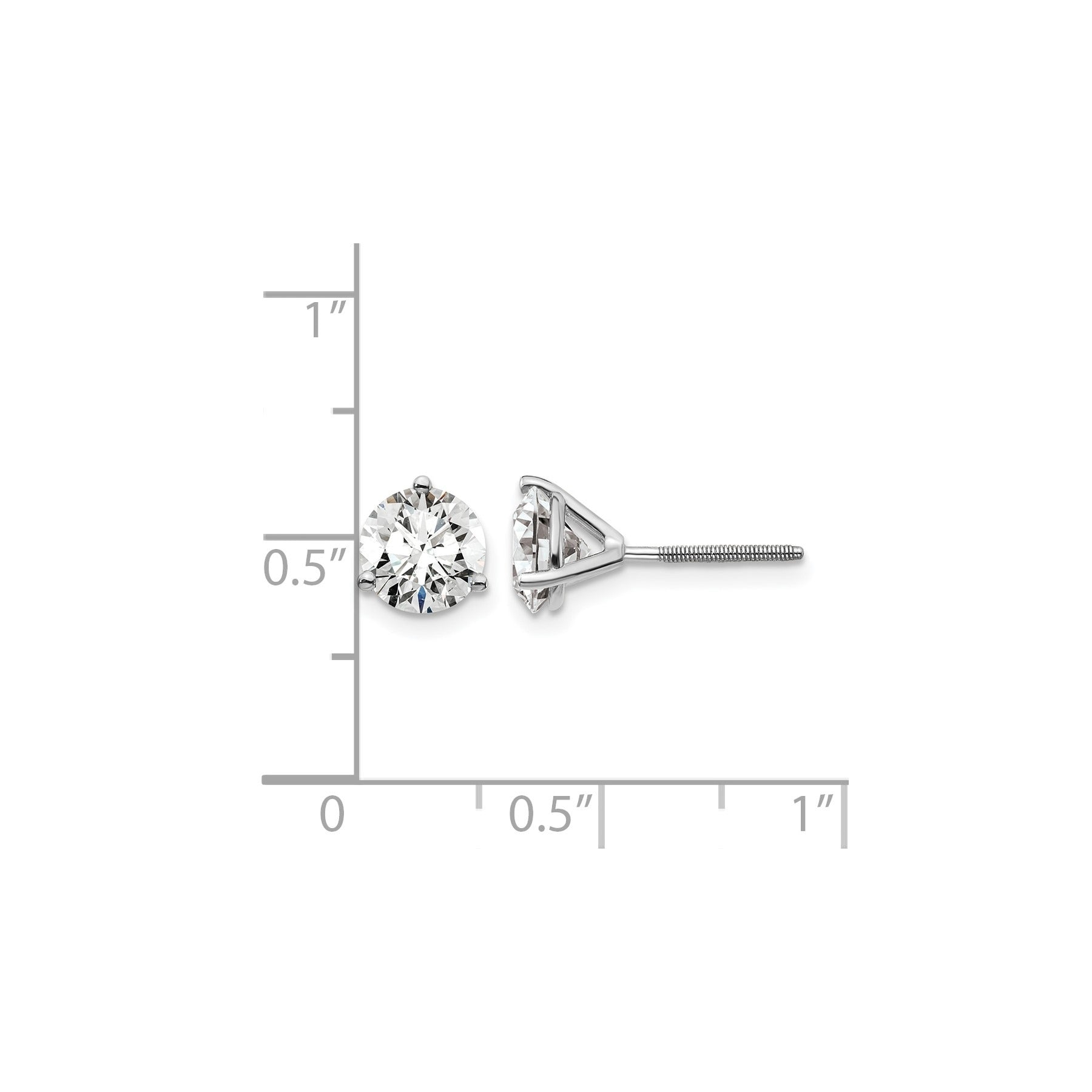 14K White Gold Round Lab Grown Diamond Stud Earrings