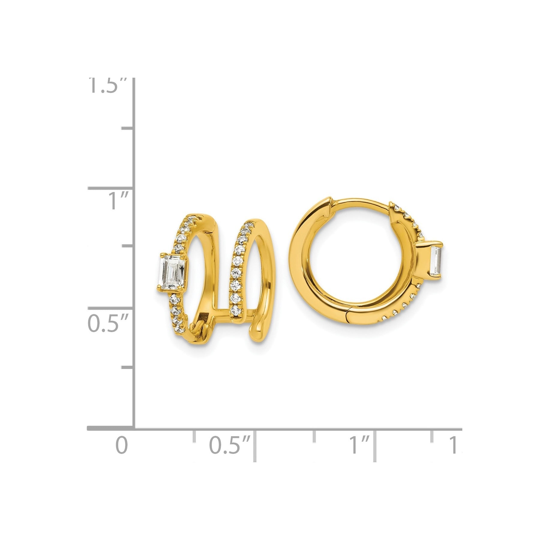 14K Yellow Gold Lab Grown Diamond Hinged Hoop Earrings
