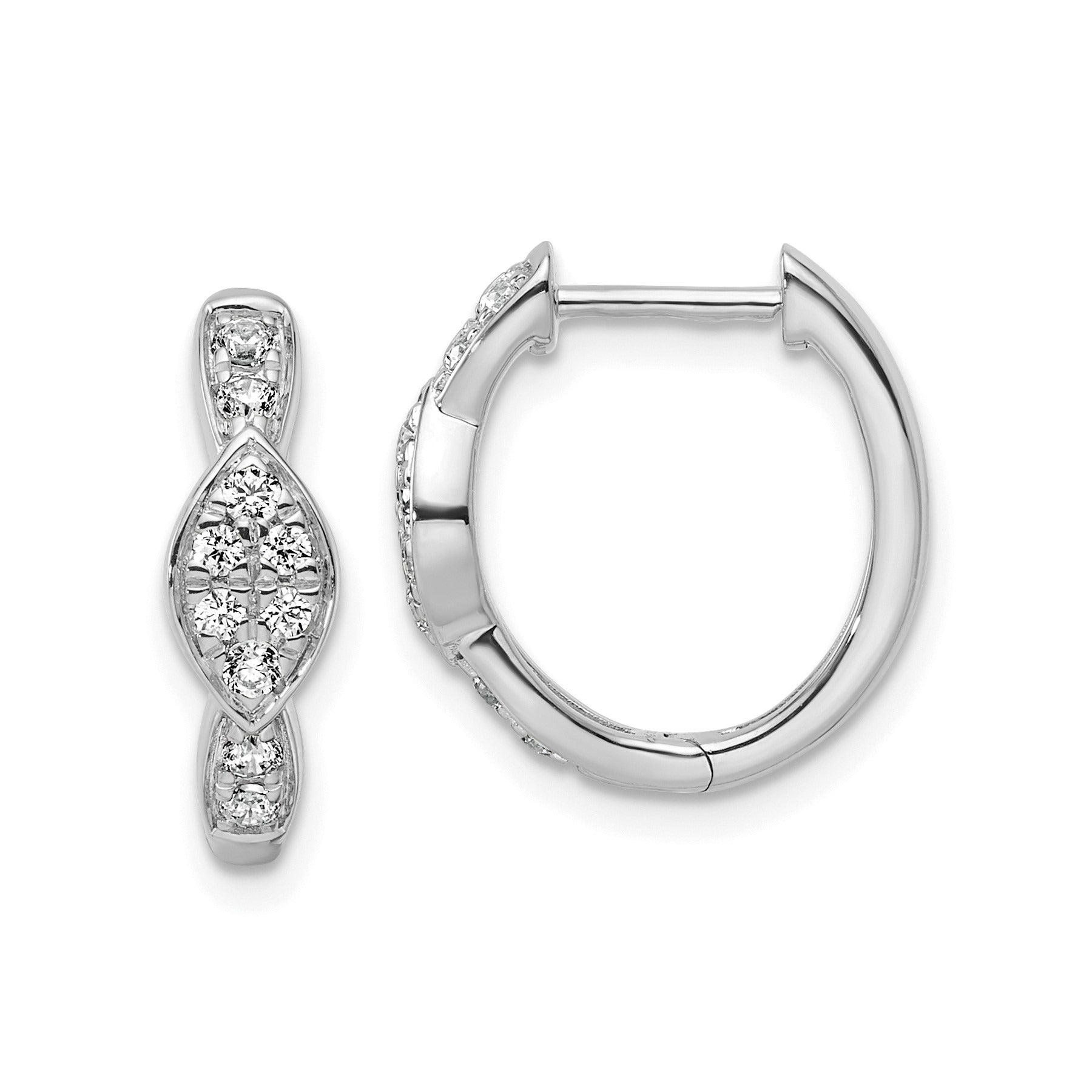 Lab Grown Diamond Huggie Hoop Earrings 14K White Gold