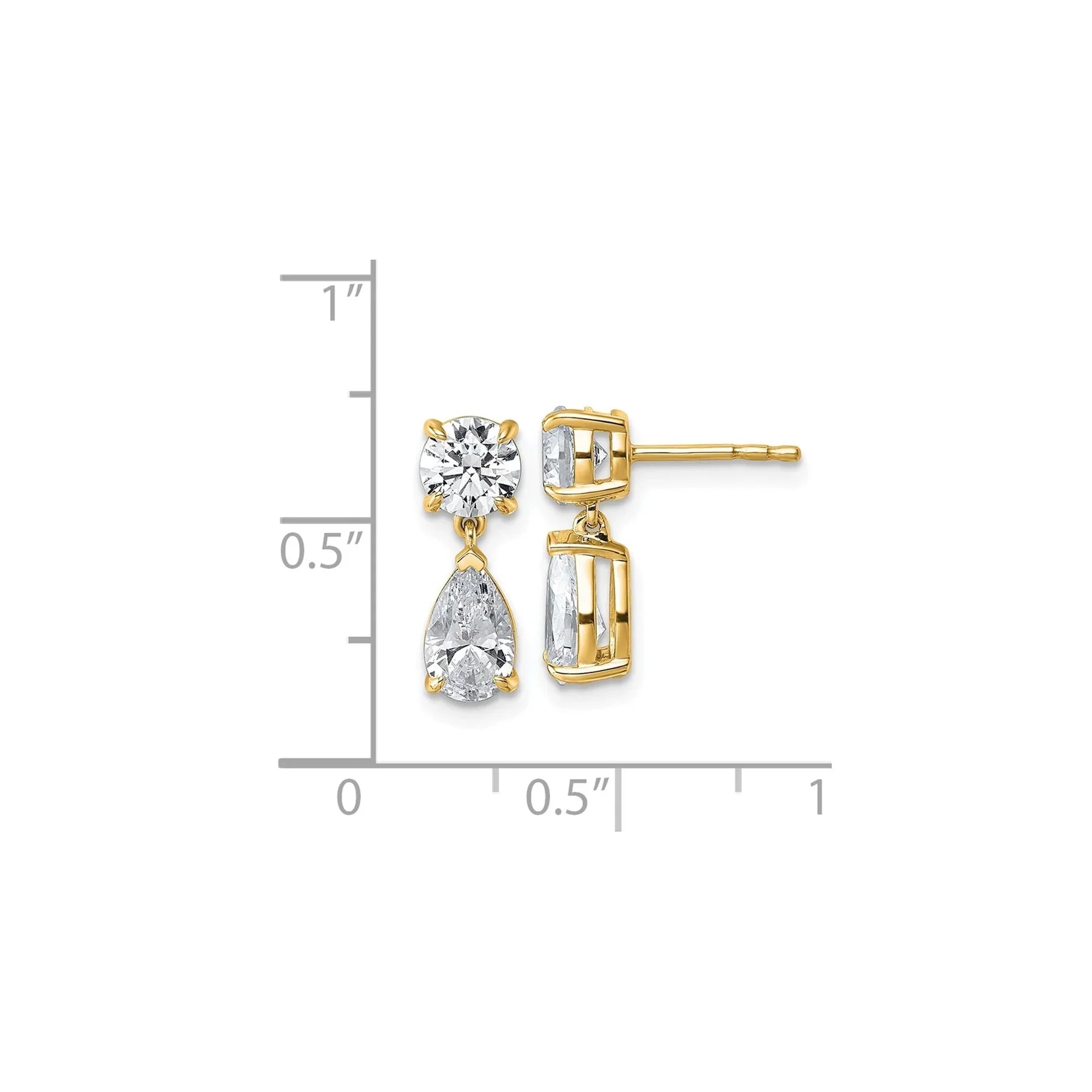 14K Yellow Gold Lab Diamond Post Dangle Earrings - Fine Diamond
