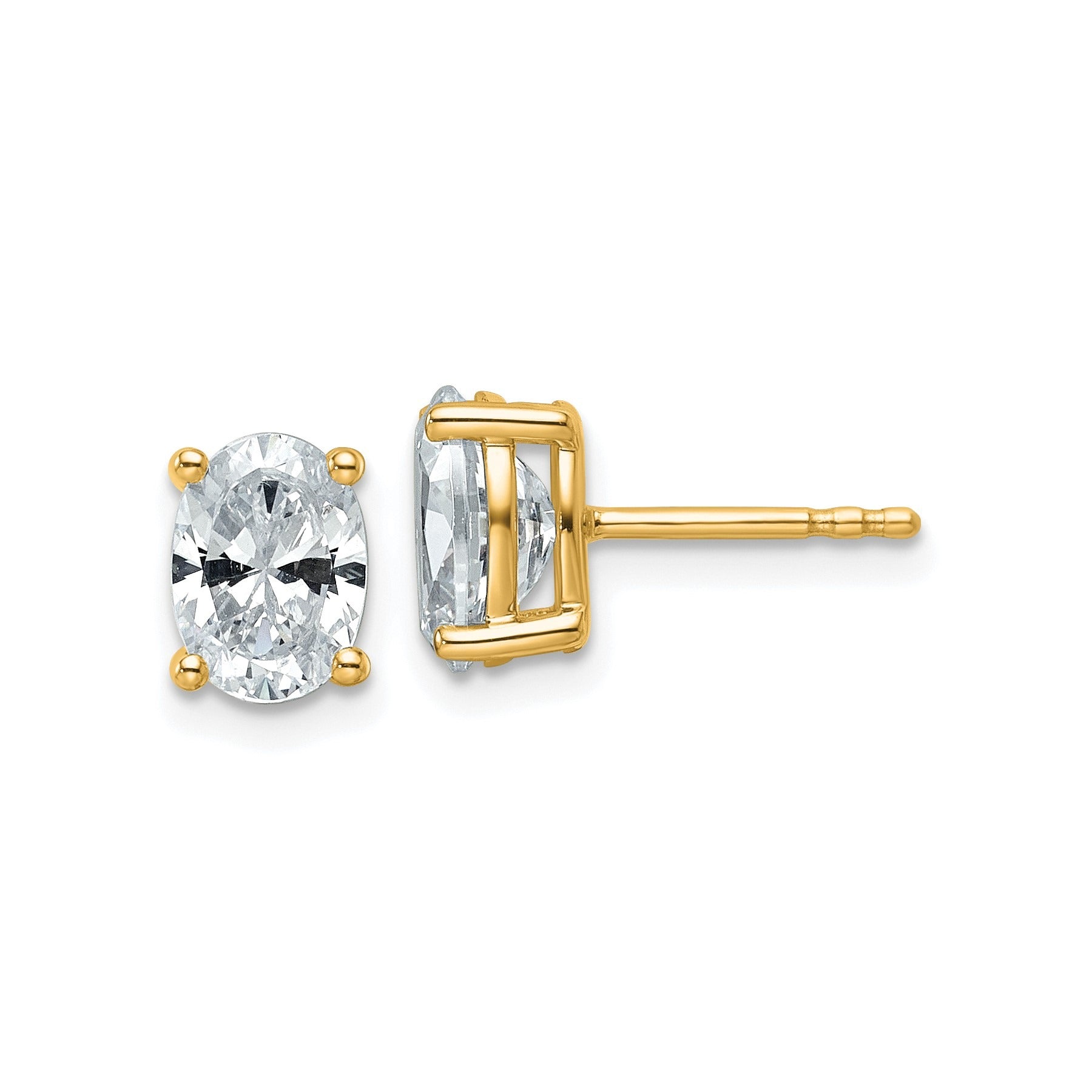 14k Gold Lab Grown Oval Diamond Stud Earrings