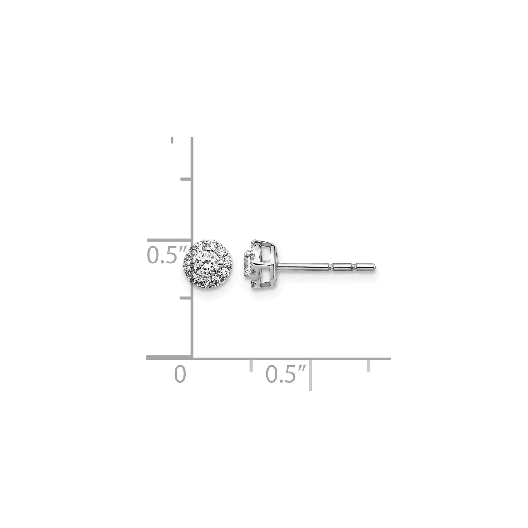 14k White Gold Lab Grown Diamond Cluster Studs Earrings - Fine Diamond