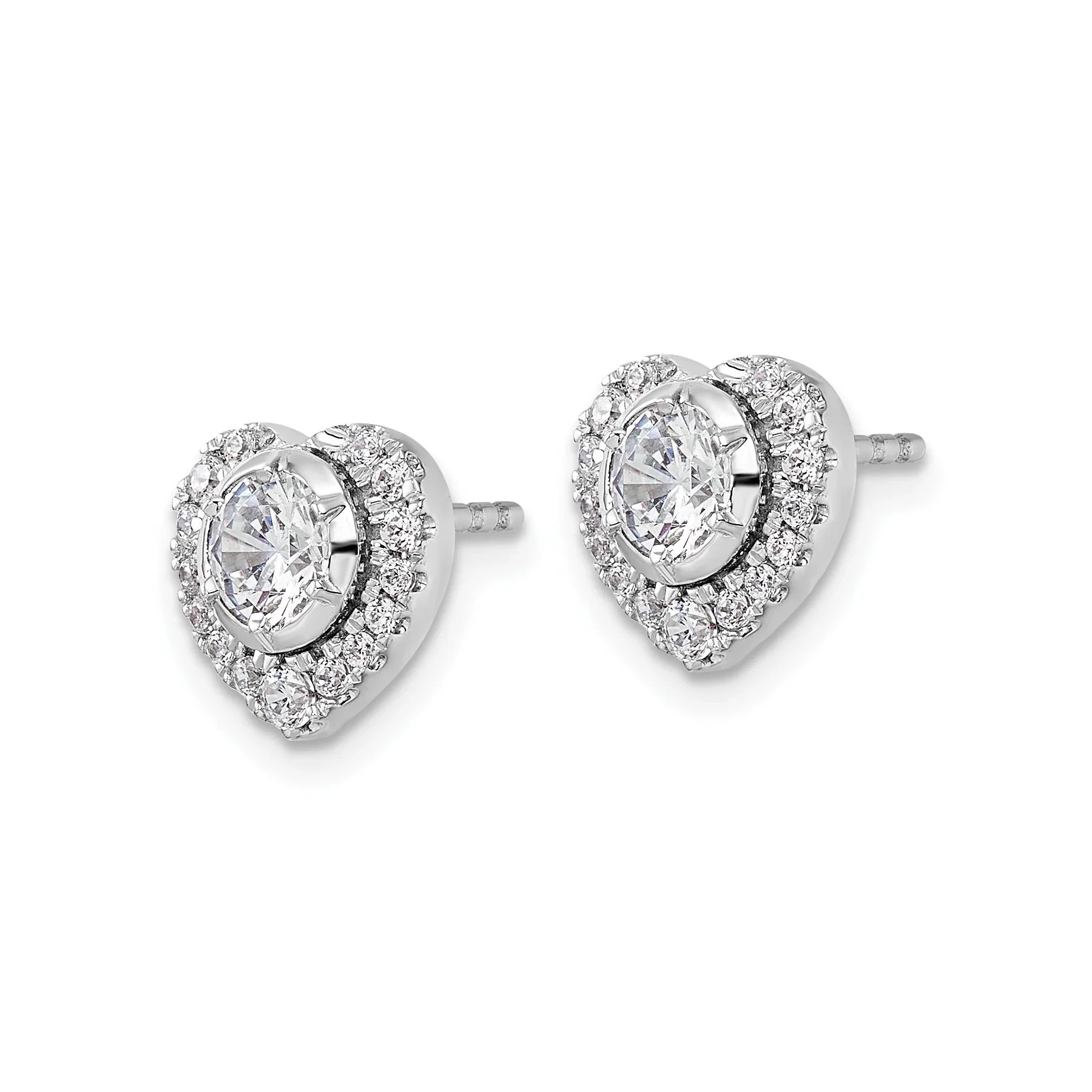 14K Gold Lab Grown Diamond Heart Stud Earrings - Fine Diamond