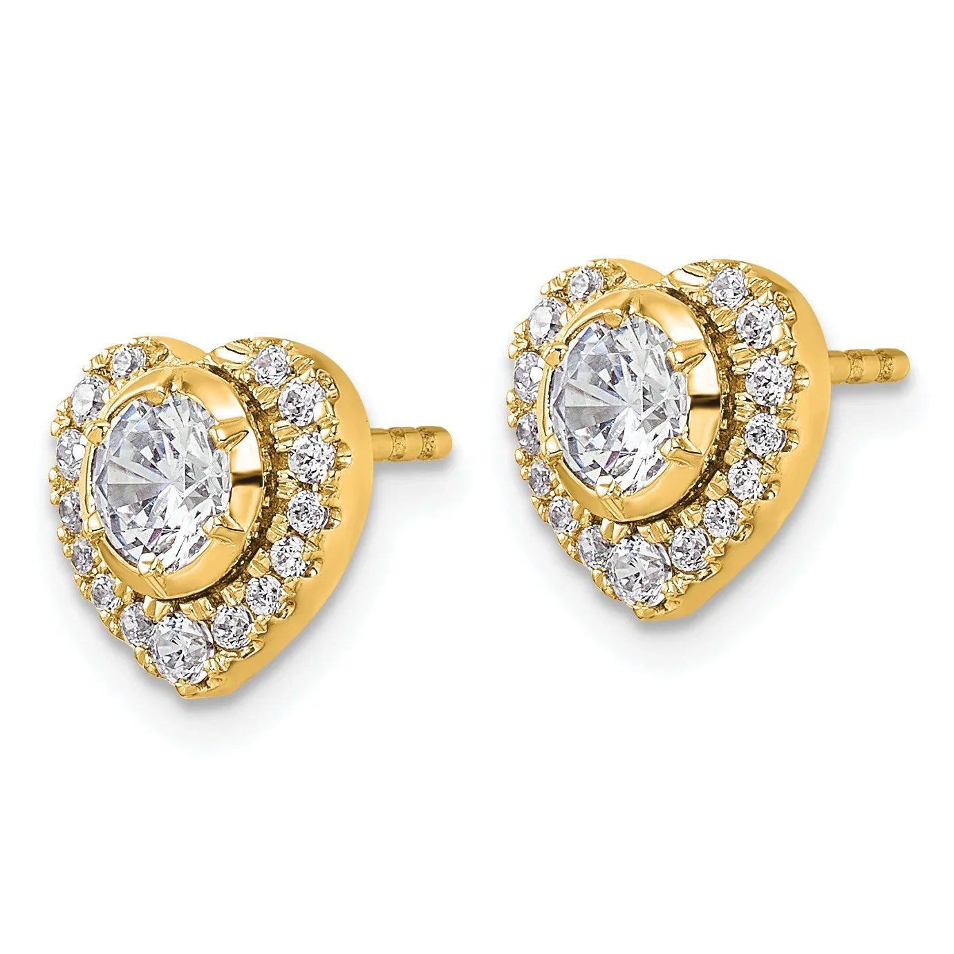 14K Gold Lab Grown Diamond Heart Stud Earrings - Fine Diamond