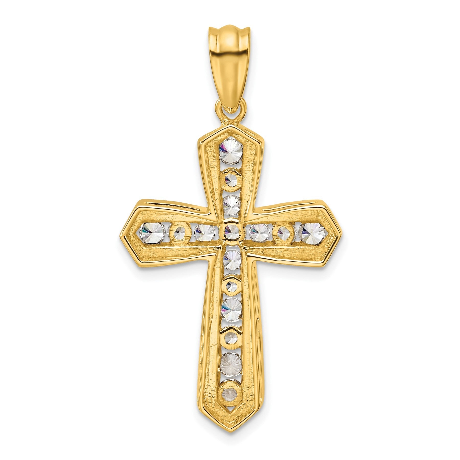 14K Yellow Gold 1 carat Lab Diamond Cross Pendant