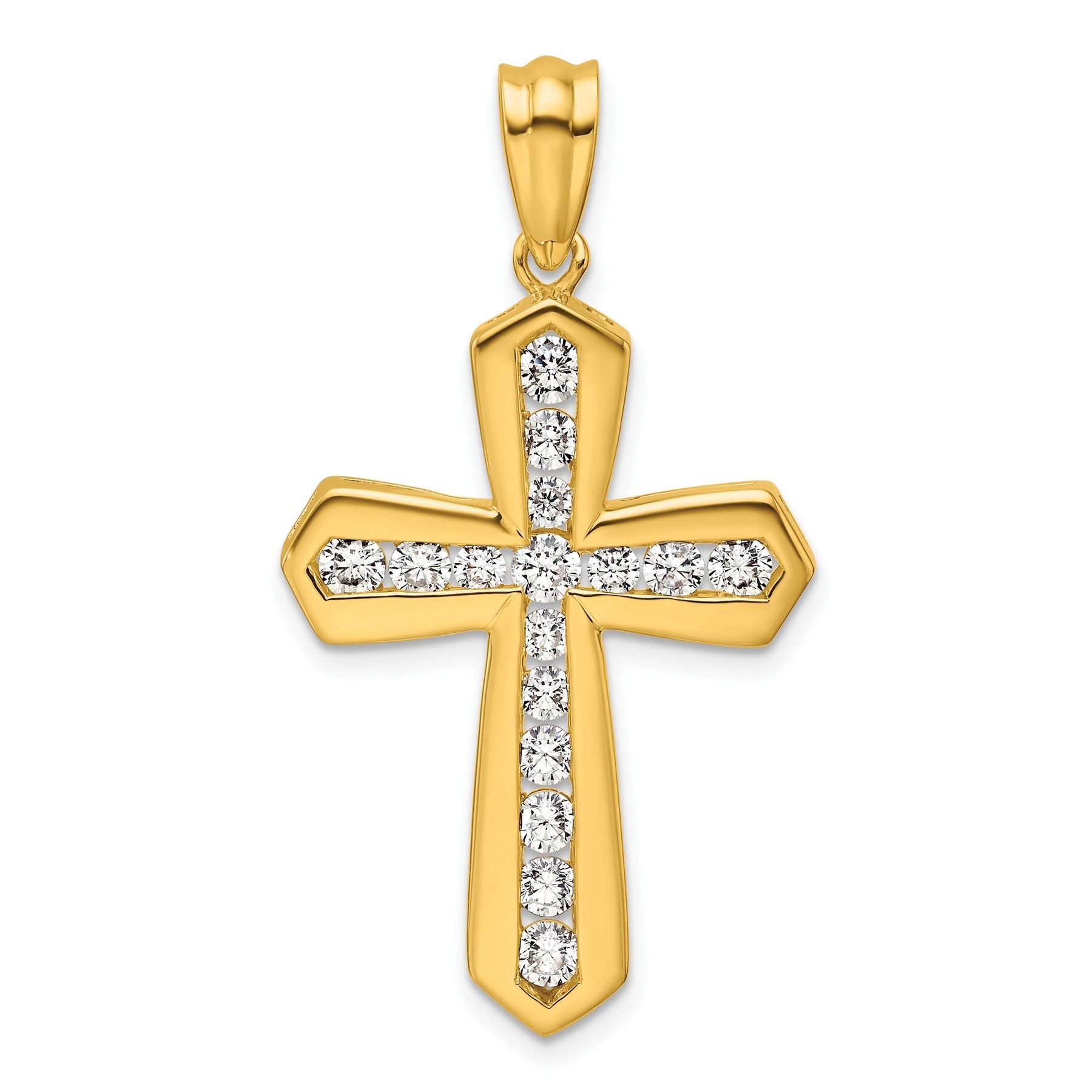 14K Yellow Gold 1 carat Lab Diamond Cross Pendant