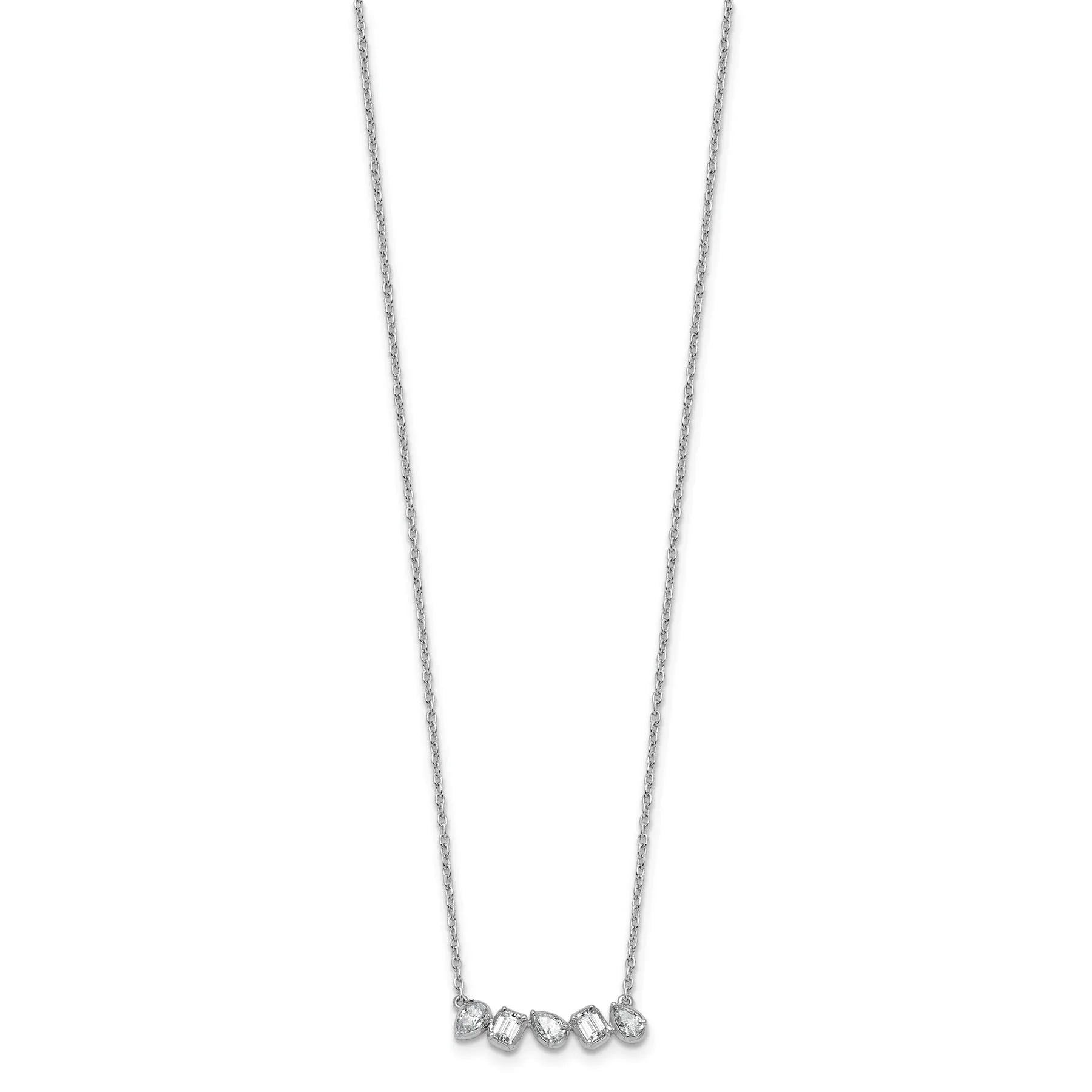 14K White Gold Lab Grown Diamond Bar Necklace - Fine Diamond