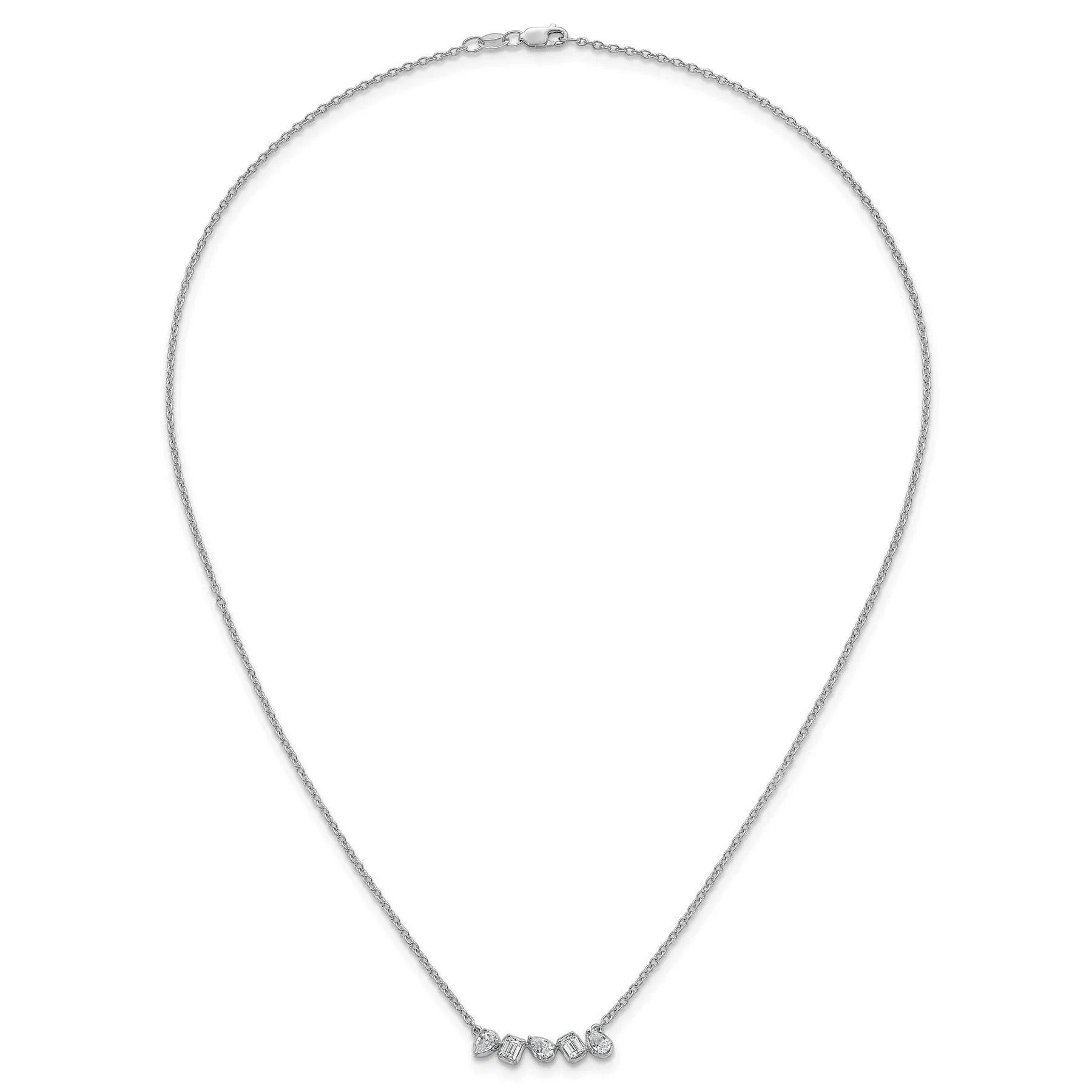 14K White Gold Lab Grown Diamond Bar Necklace - Fine Diamond