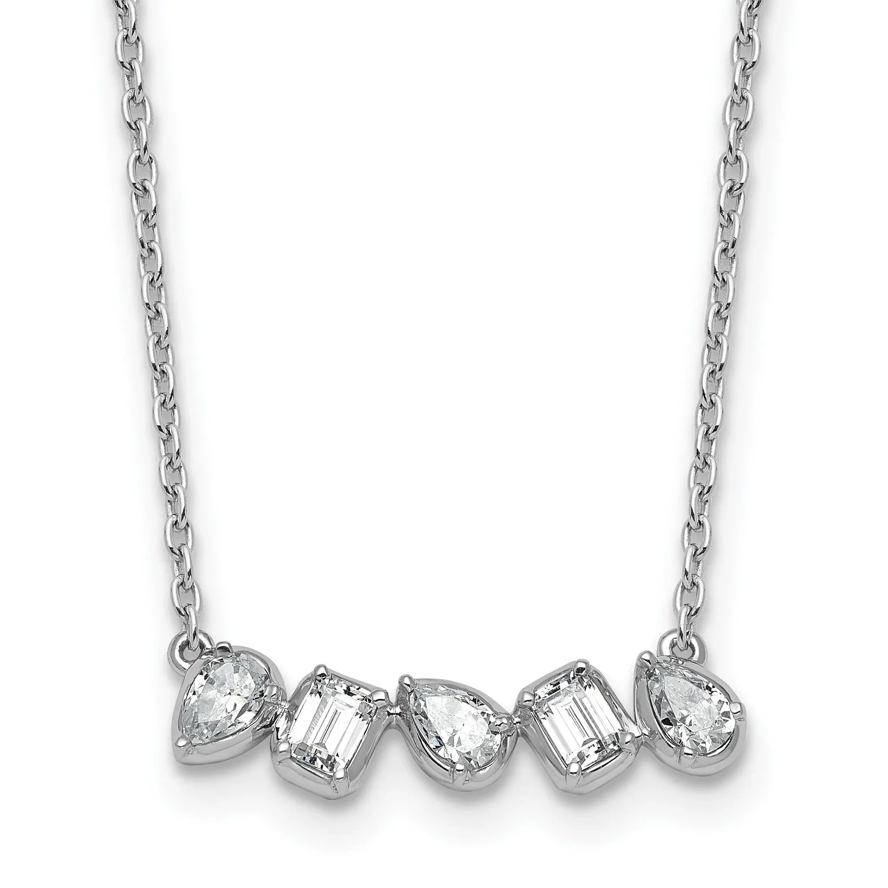 14K White Gold Lab Grown Diamond Bar Necklace - Fine Diamond