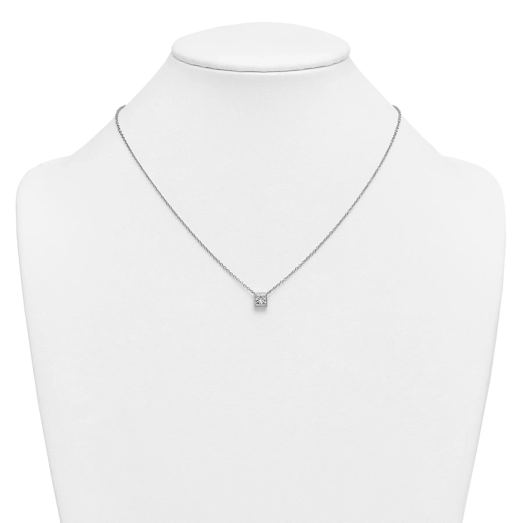 14k White Gold Lab Grown Diamond Solitaire Necklace - Fine Diamond