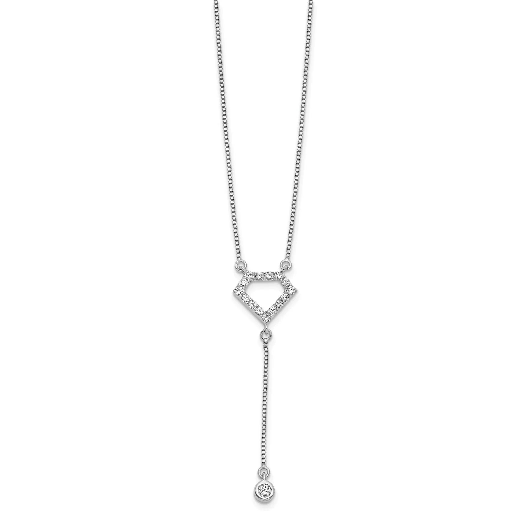 14k White Gold Lab Grown Diamond Dangle Necklace - Fine Diamond