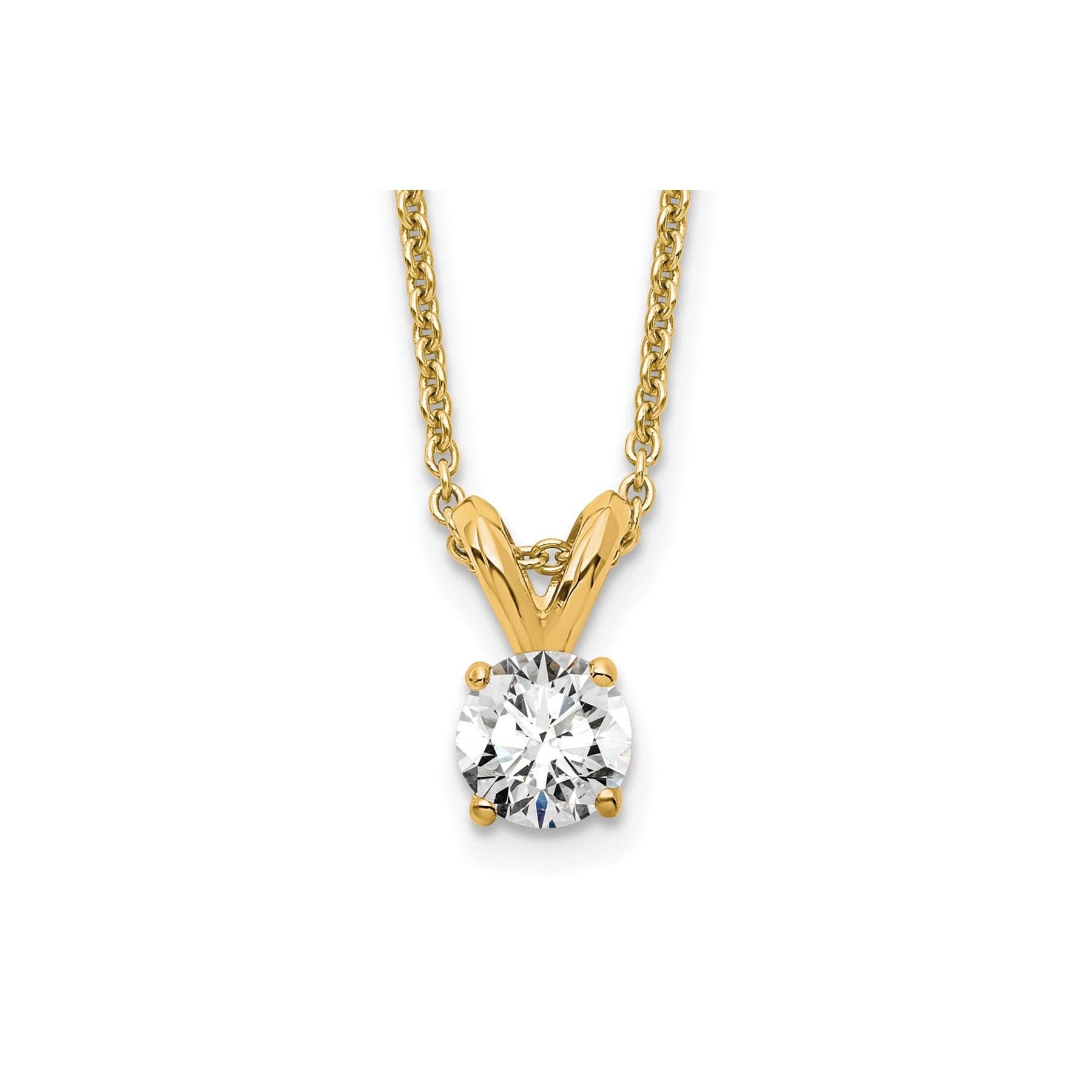 14 Carat Round Lab Grown Diamond Solitaire Necklace