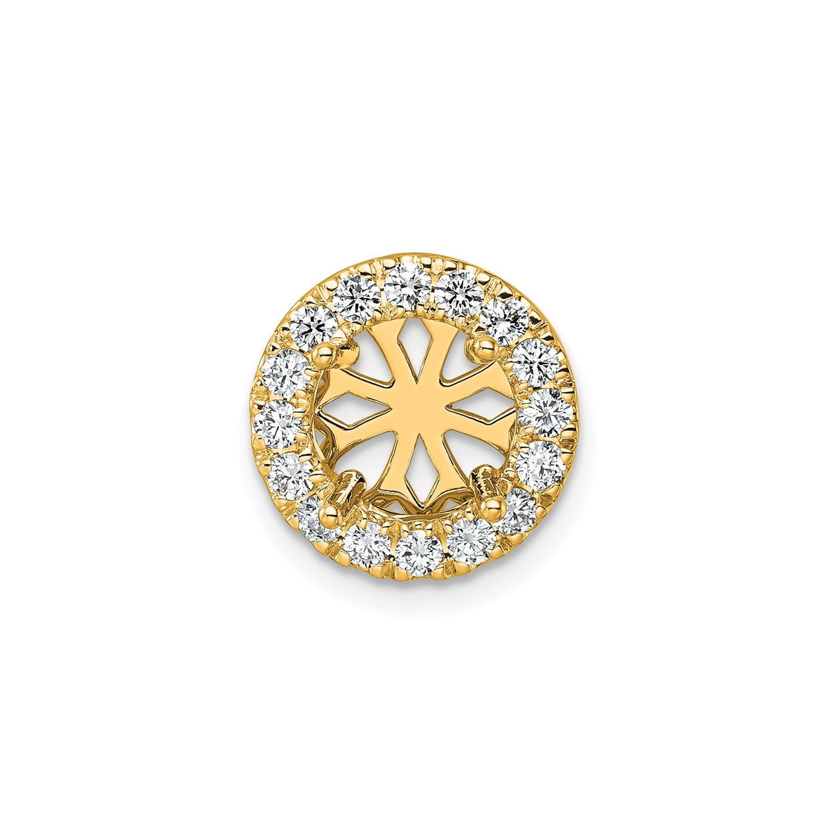 14k Gold Lab Grown Diamond Round Halo Chain Slide Pendant