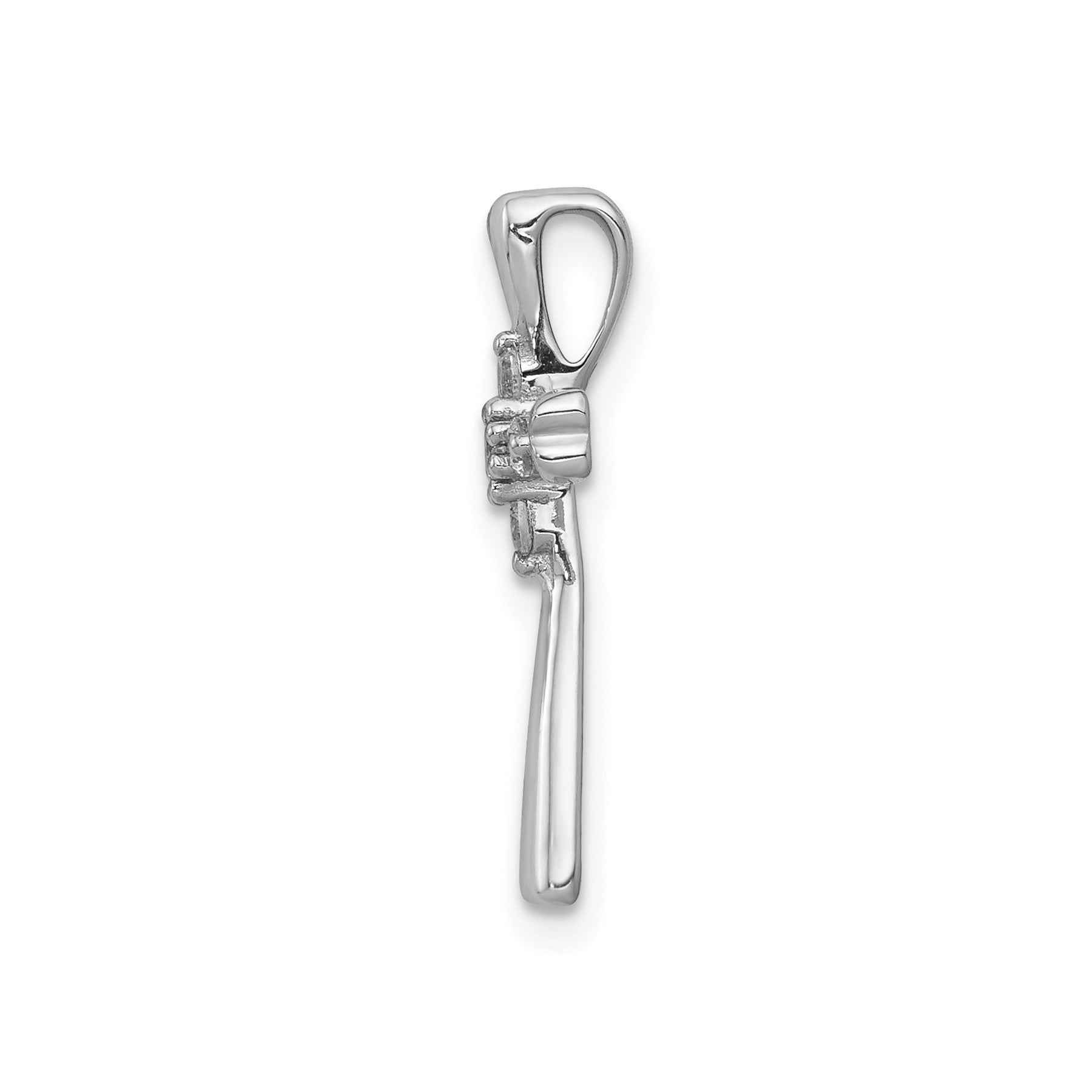 14k Gold 1/10 carat Lab Grown Diamond Cross Chain Slide Pendant