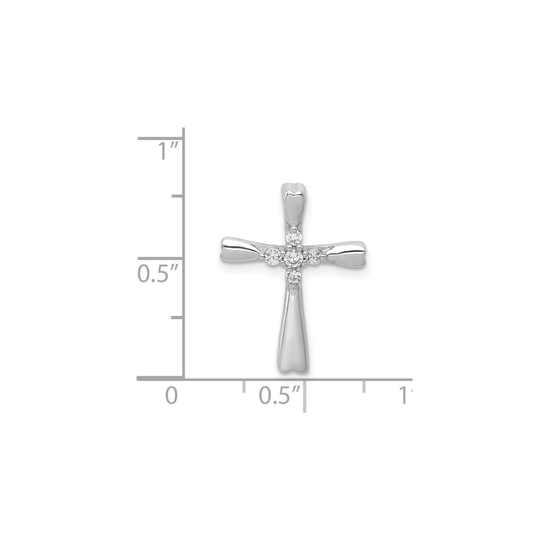 14k Gold 1/10 carat Lab Grown Diamond Cross Chain Slide Pendant