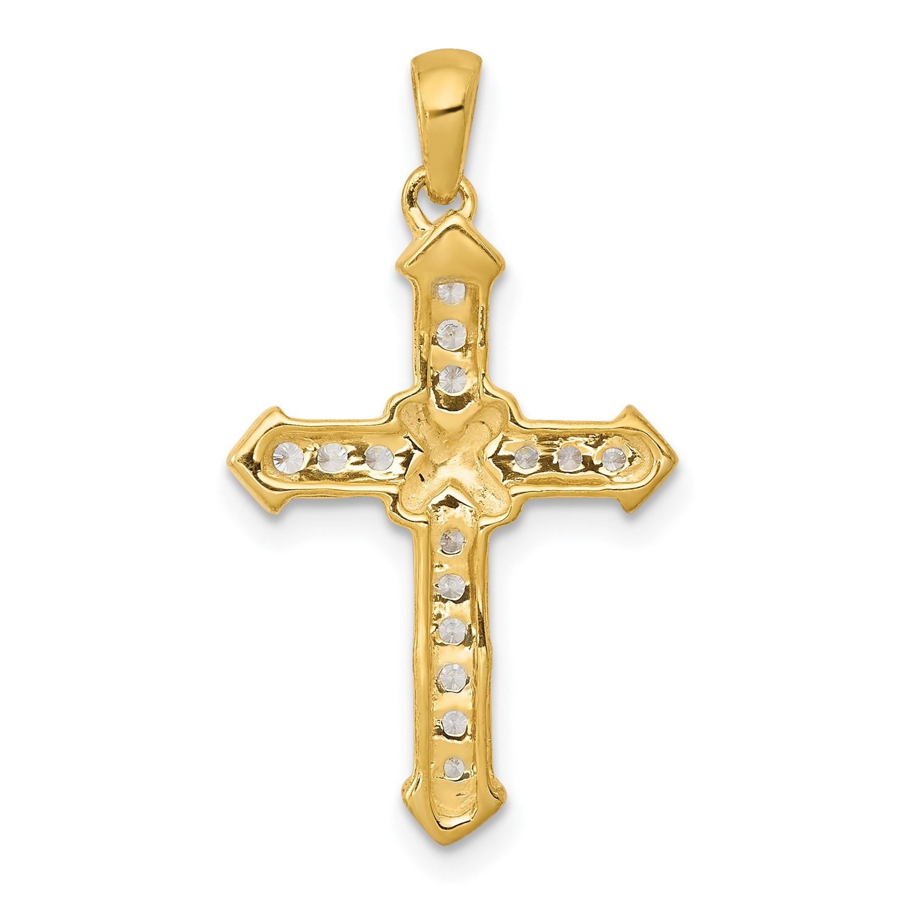 14k Gold 1/6 carat Gold Lab Grown Diamond Cross Pendant