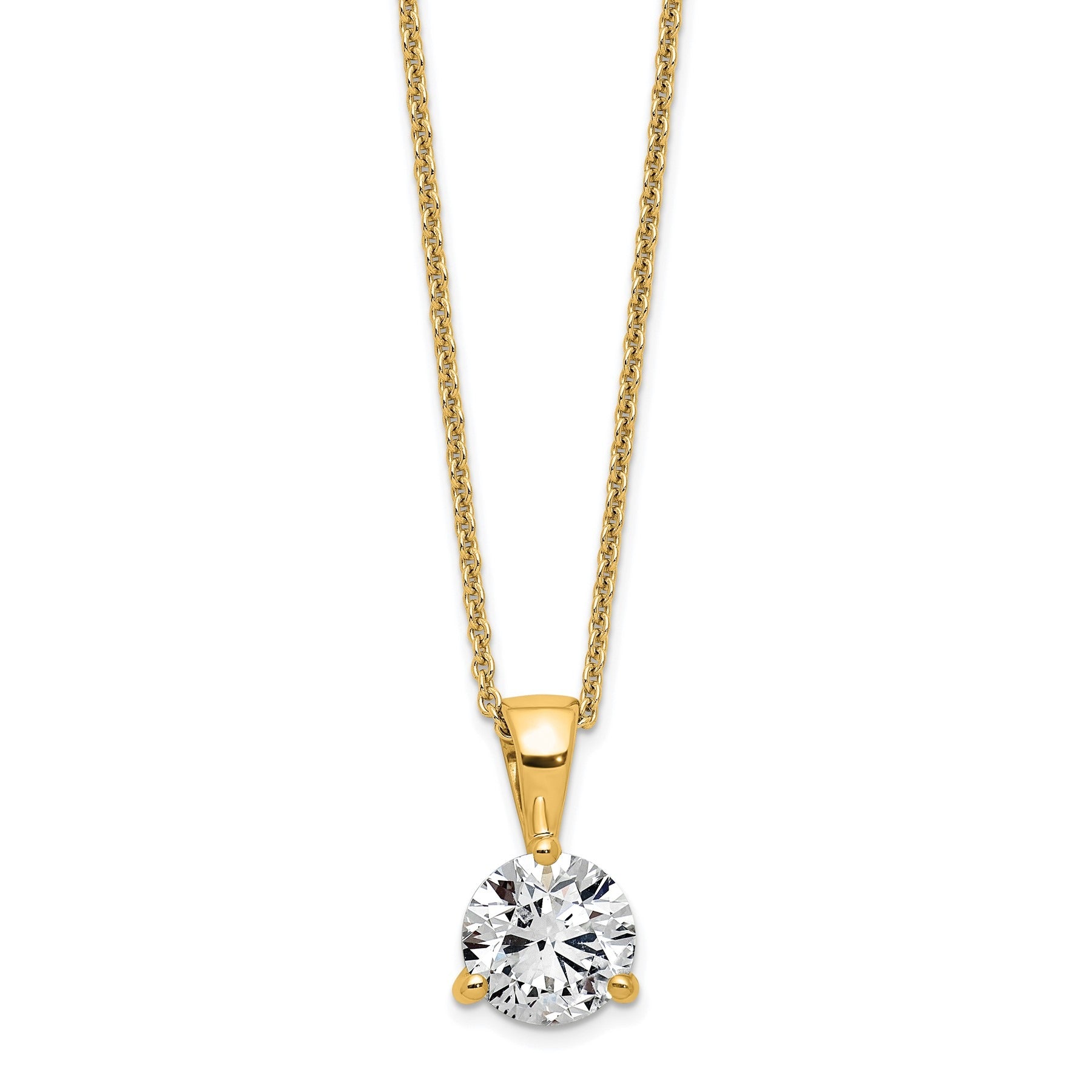 14k Gold Lab Grown Diamond Solitaire Pendant Necklace