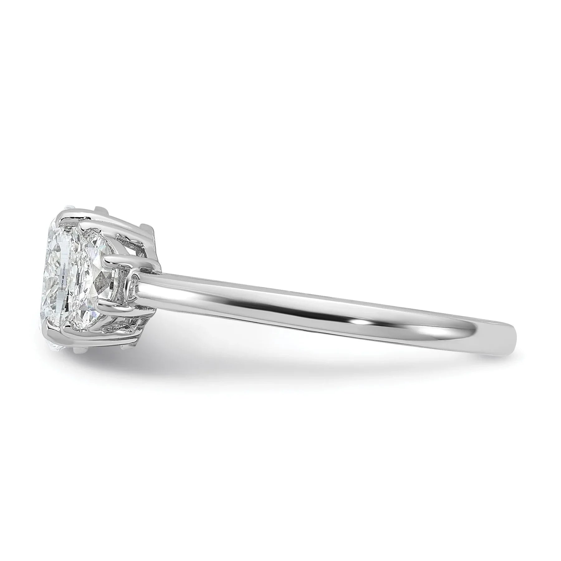 14K White Gold Lab Grown Oval Diamond 3 Stone Engagement Ring - Fine Diamond