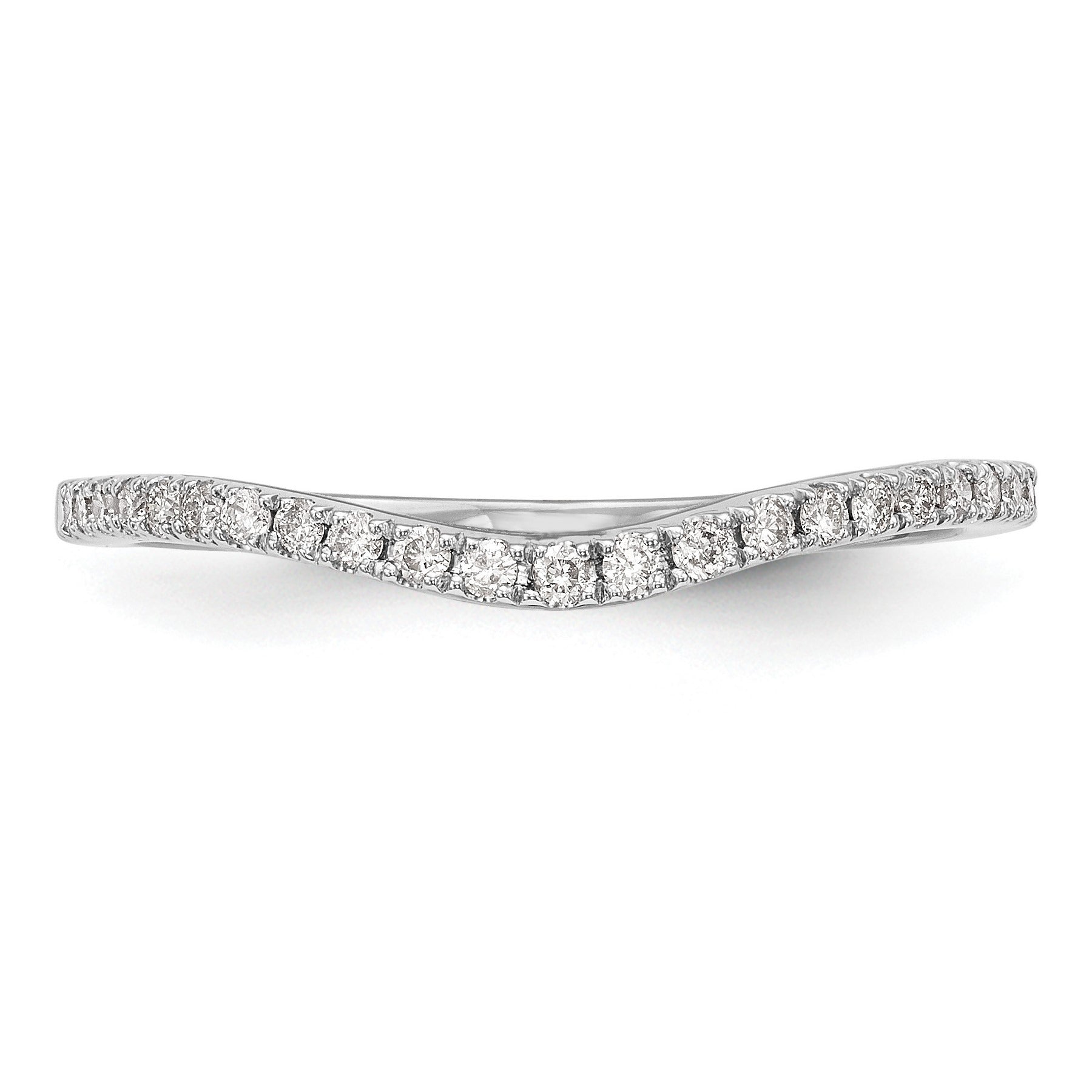 0.12 Ct Round Lab Diamond Pavé 14K White Gold Curved Wedding Enhancer Band
