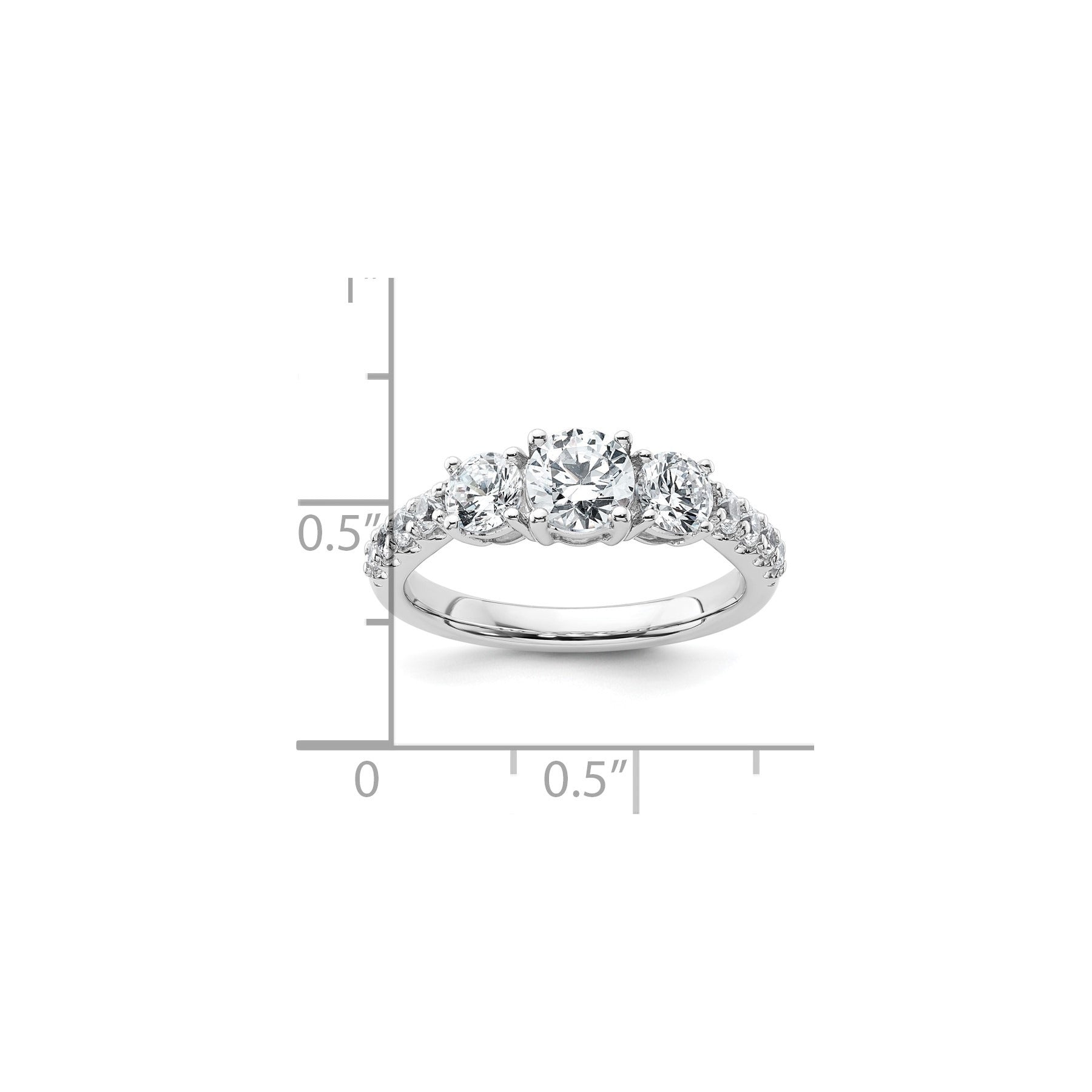 14k Gold Lab Grown Diamond 3-Stone Engagement Ring - Fine Diamond