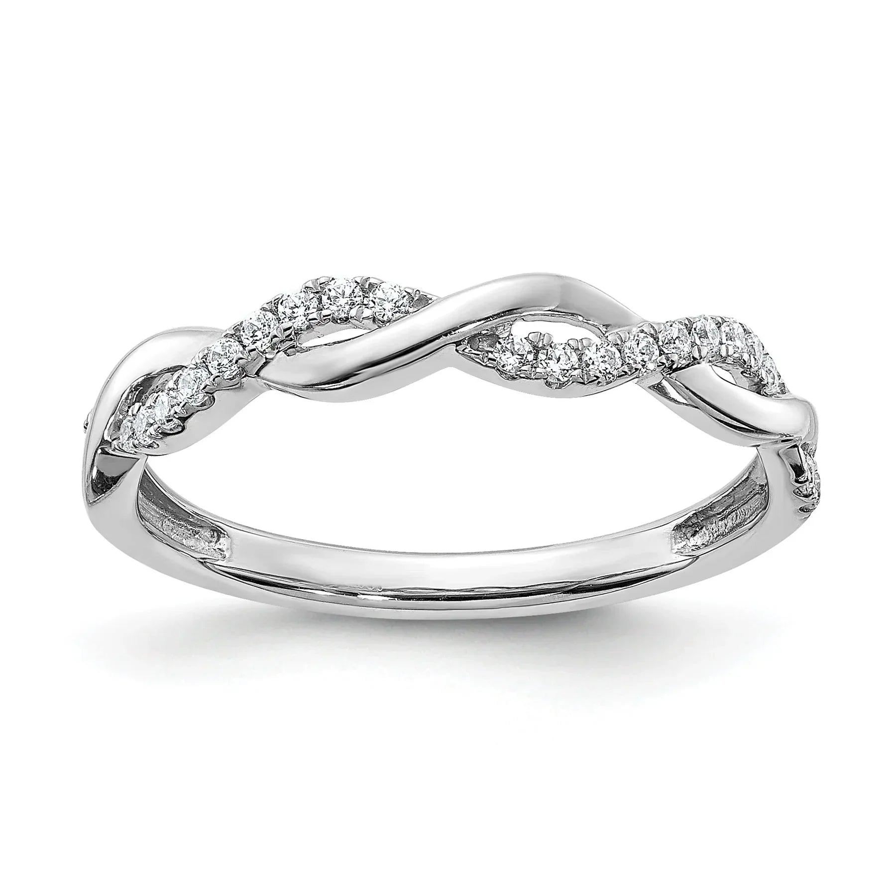 10K White Gold Diamond Round Twisted Wedding Band - Fine Diamond