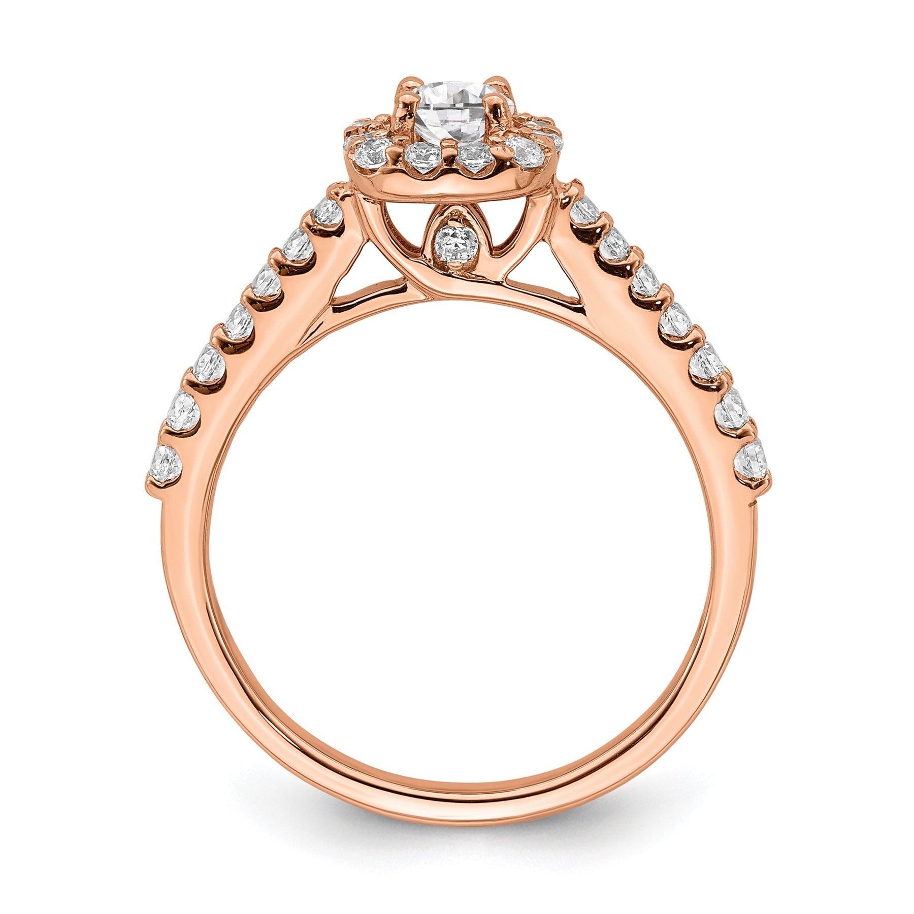 14k Rose Gold Lab Grown Diamond Round Halo Engagement Ring