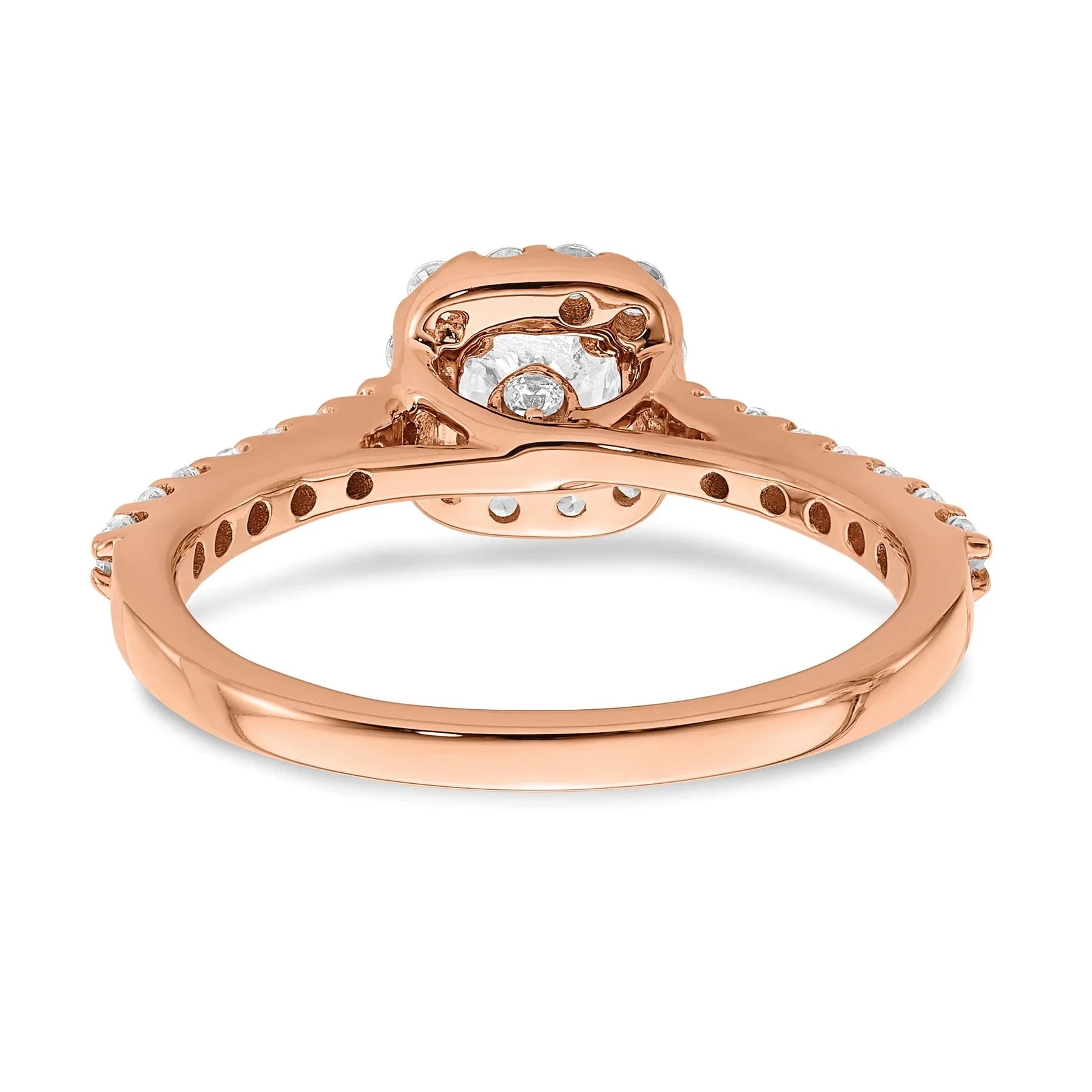 14k Rose Gold Lab Grown Diamond Round Halo Engagement Ring 0.75 ct - Fine Diamond