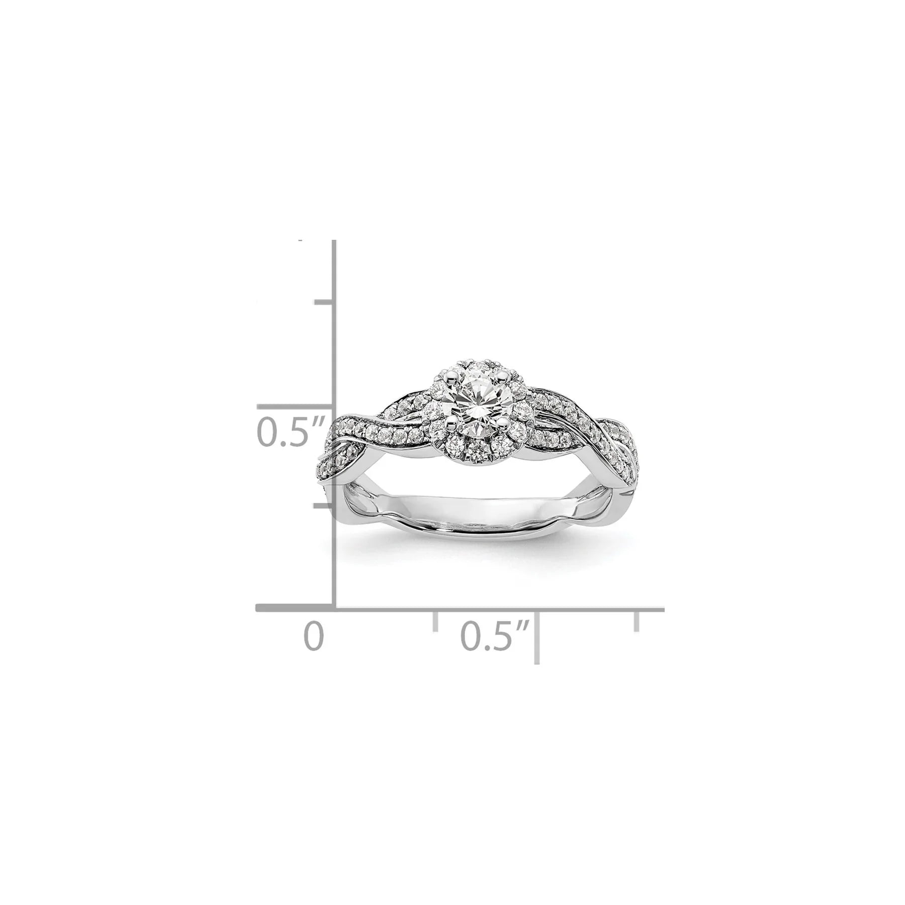 White Gold Lab Grown Diamond Round Halo Infinity Engagement Ring 0.75 ct - Fine Diamond
