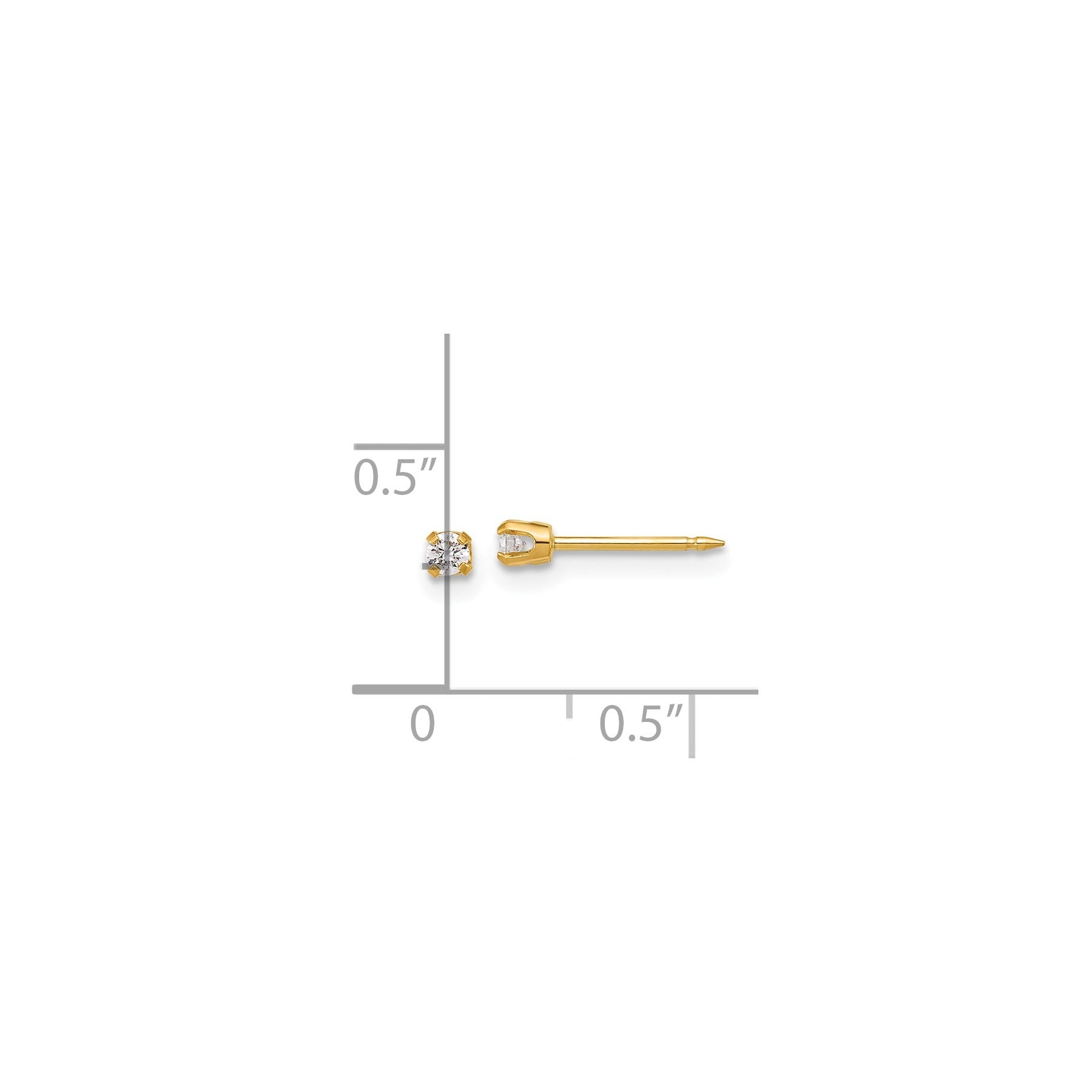 14k Yellow Gold Lab Grown Diamond Short Piercing Stud Earrings