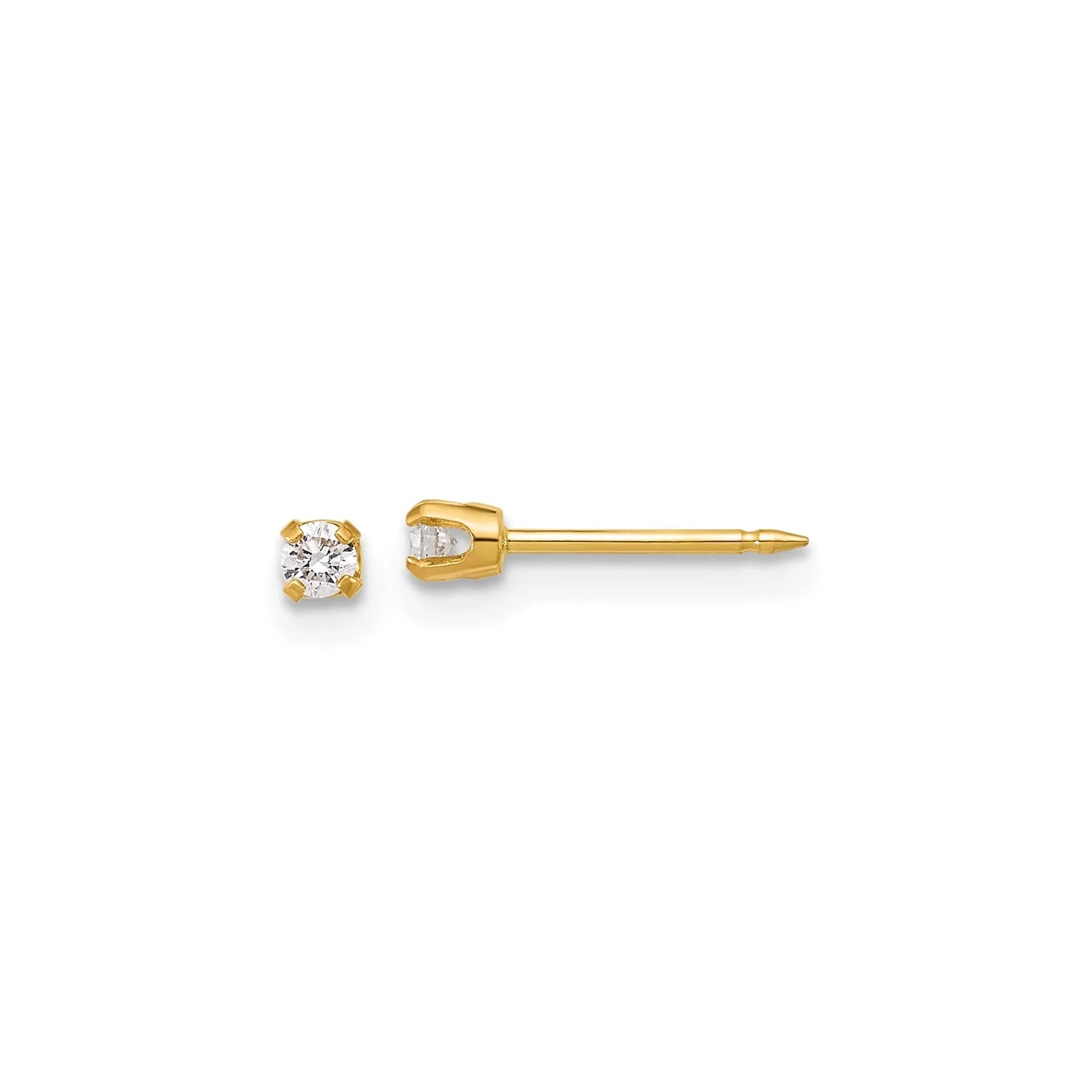 14k Yellow Gold Lab Grown Diamond Short Piercing Stud Earrings - Fine Diamond