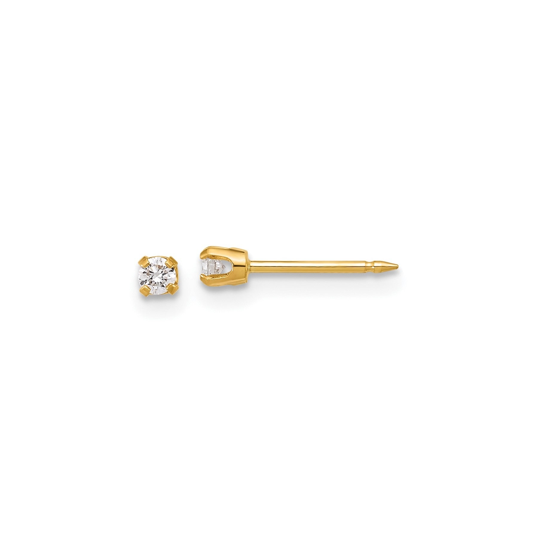 14k Yellow Gold Lab Grown Diamond Short Piercing Stud Earrings