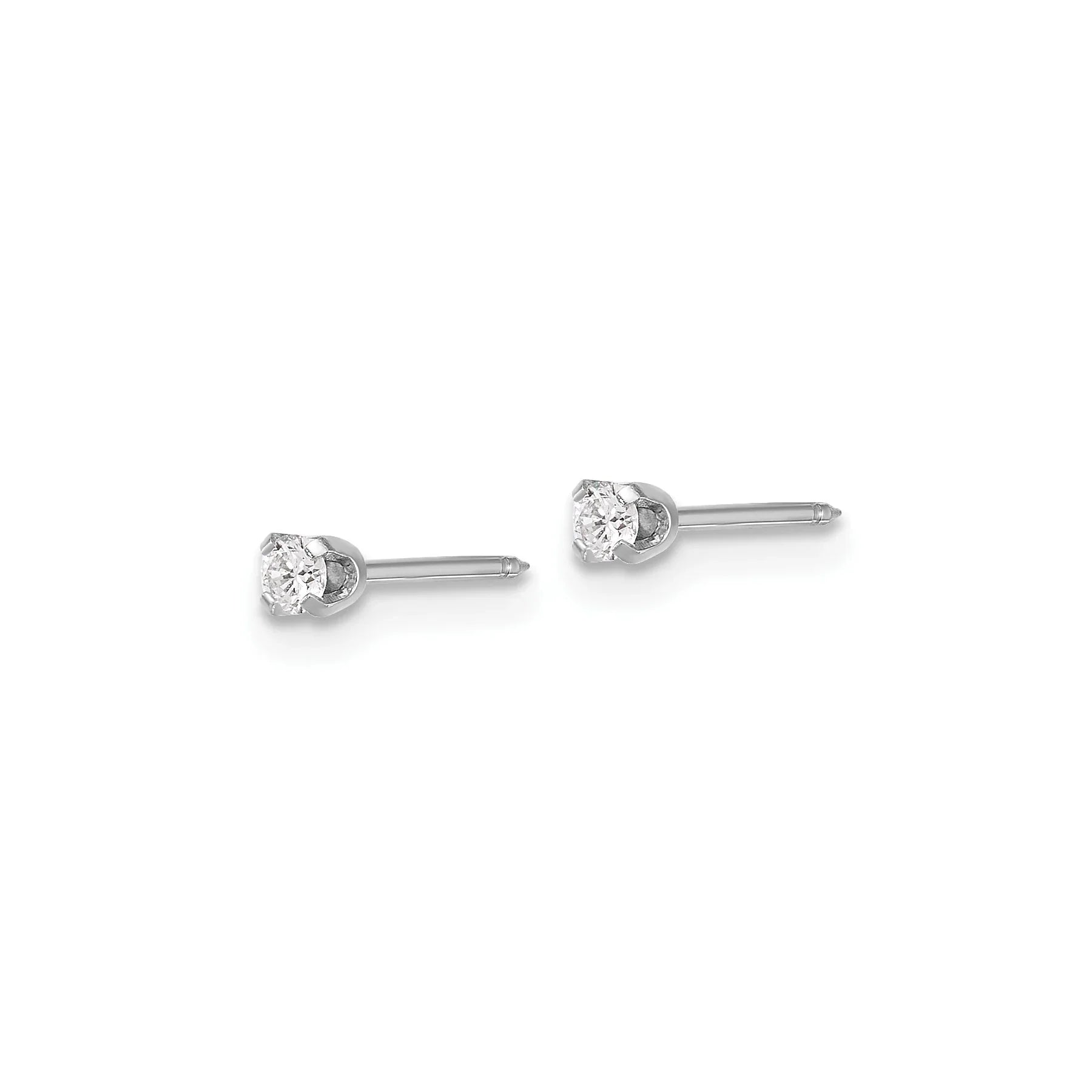 14k White Gold Lab Grown Diamond Short Post Piercing Stud Earrings - Fine Diamond