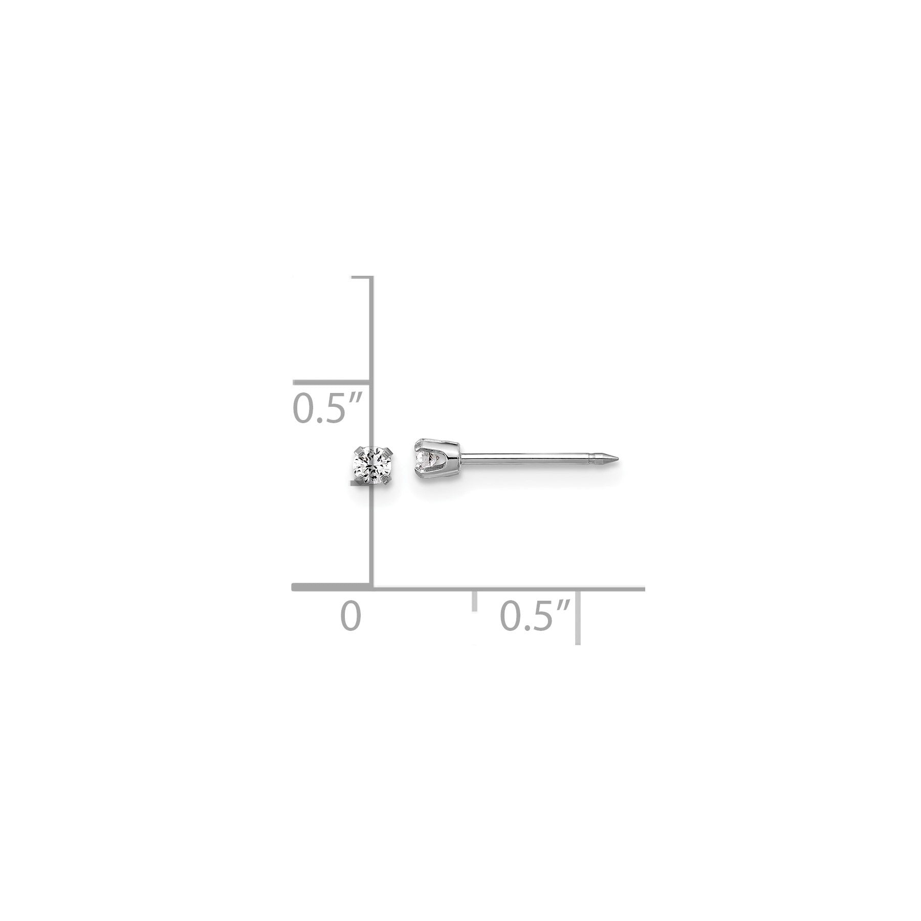 14k White Gold Lab Grown Diamond Short Post Piercing Stud Earrings