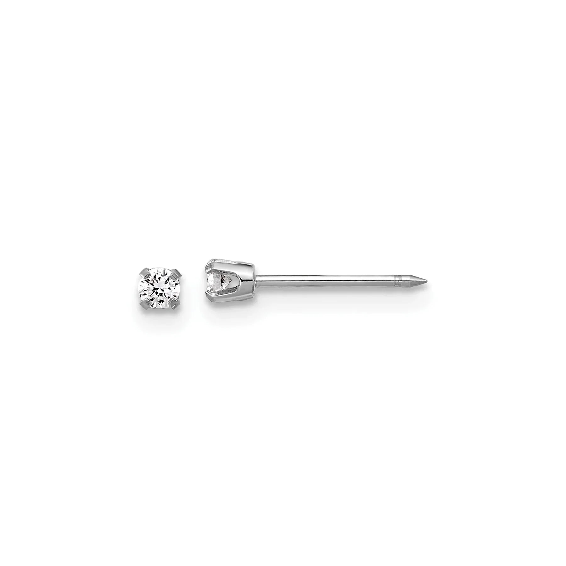 14k White Gold Lab Grown Diamond Short Post Piercing Stud Earrings - Fine Diamond
