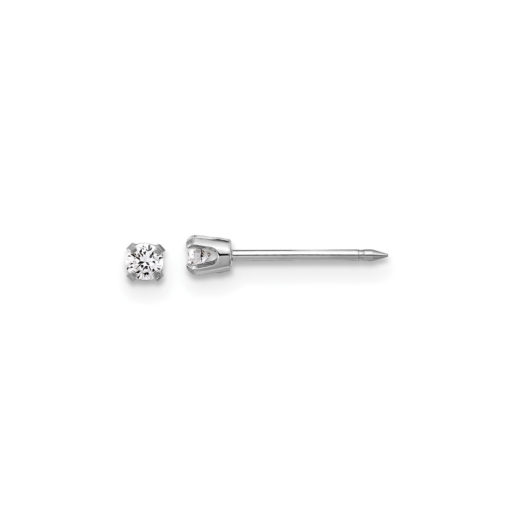 14k White Gold Lab Grown Diamond Short Post Piercing Stud Earrings