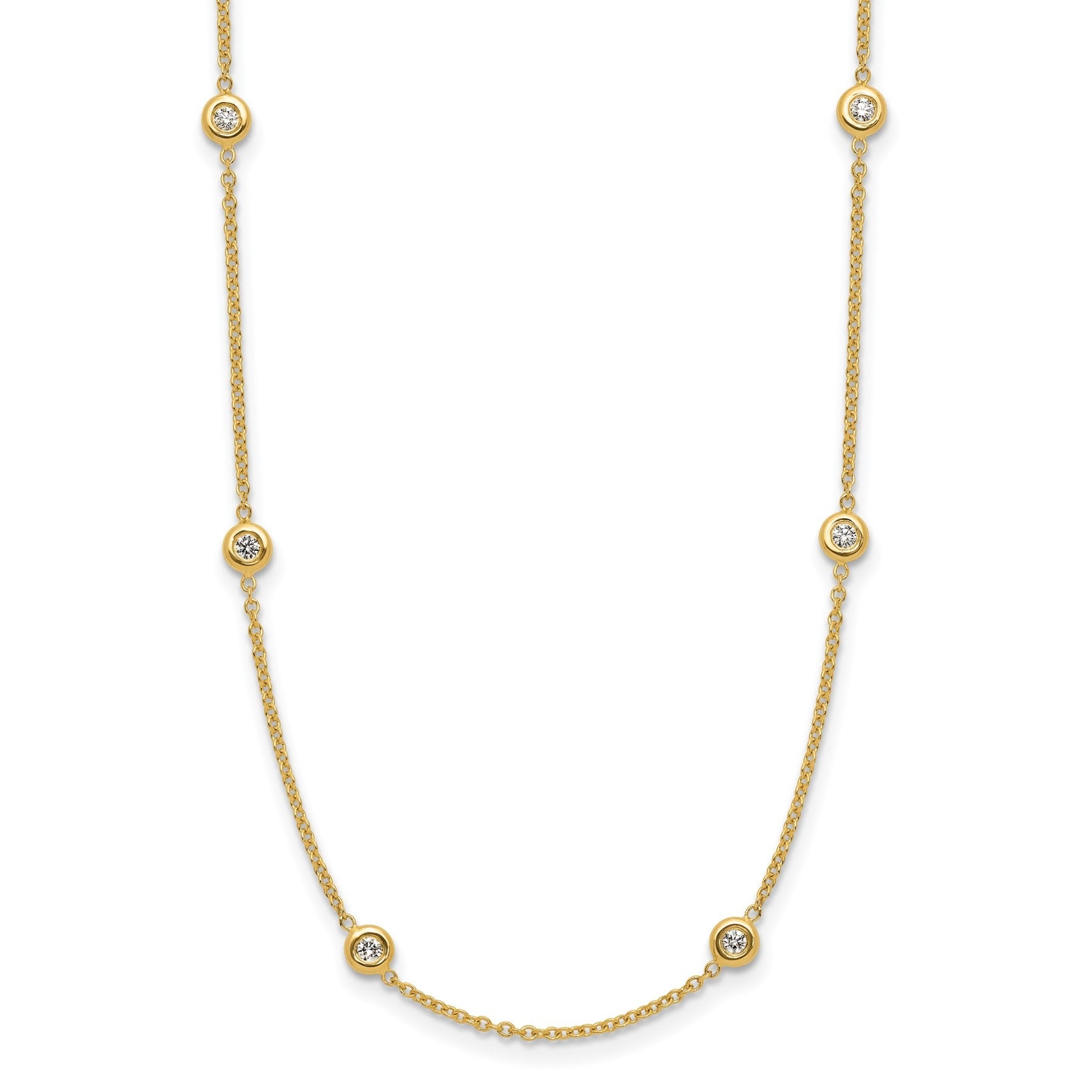 14K Gold Lab Grown Diamond 16 Inch Ten Station Necklace