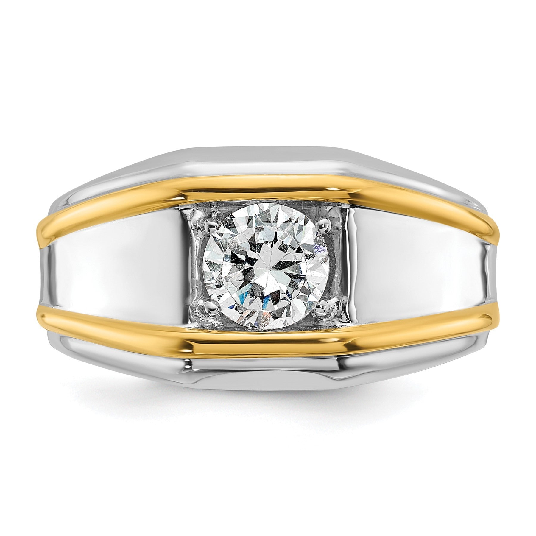14k Two-tone 1 carat Lab Grown Diamond Men's Solitaire Ring