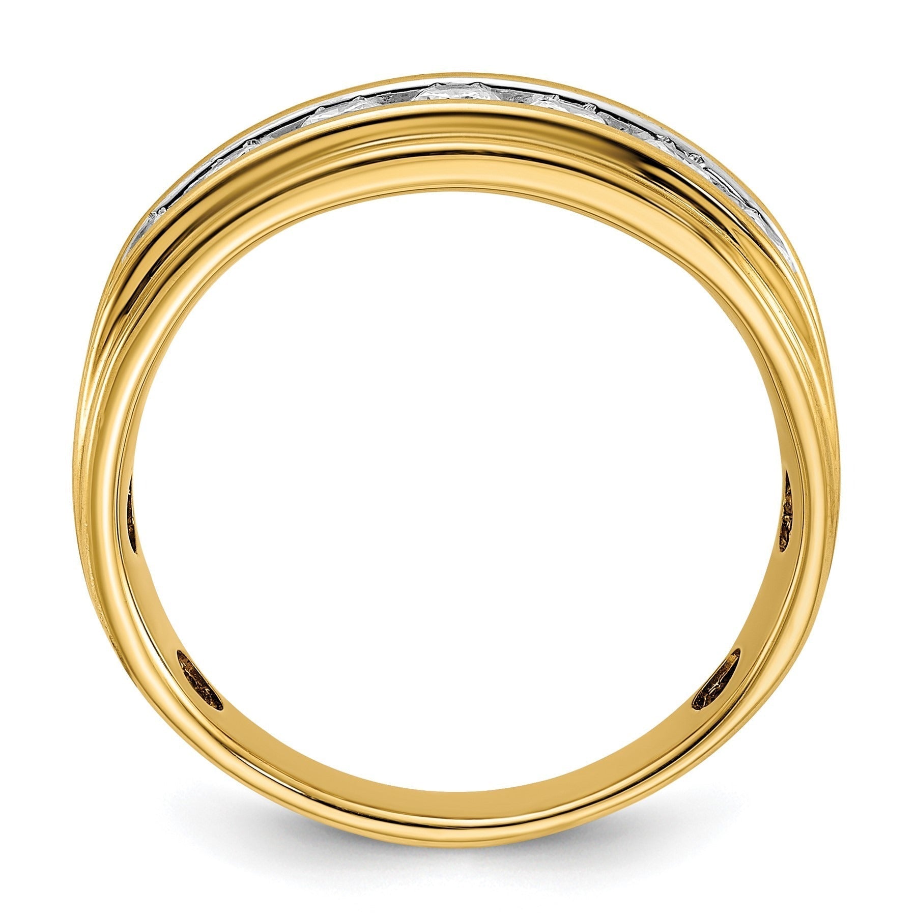14k Gold 1 carat Lab Grown Diamond Seven Stone Men's Ring