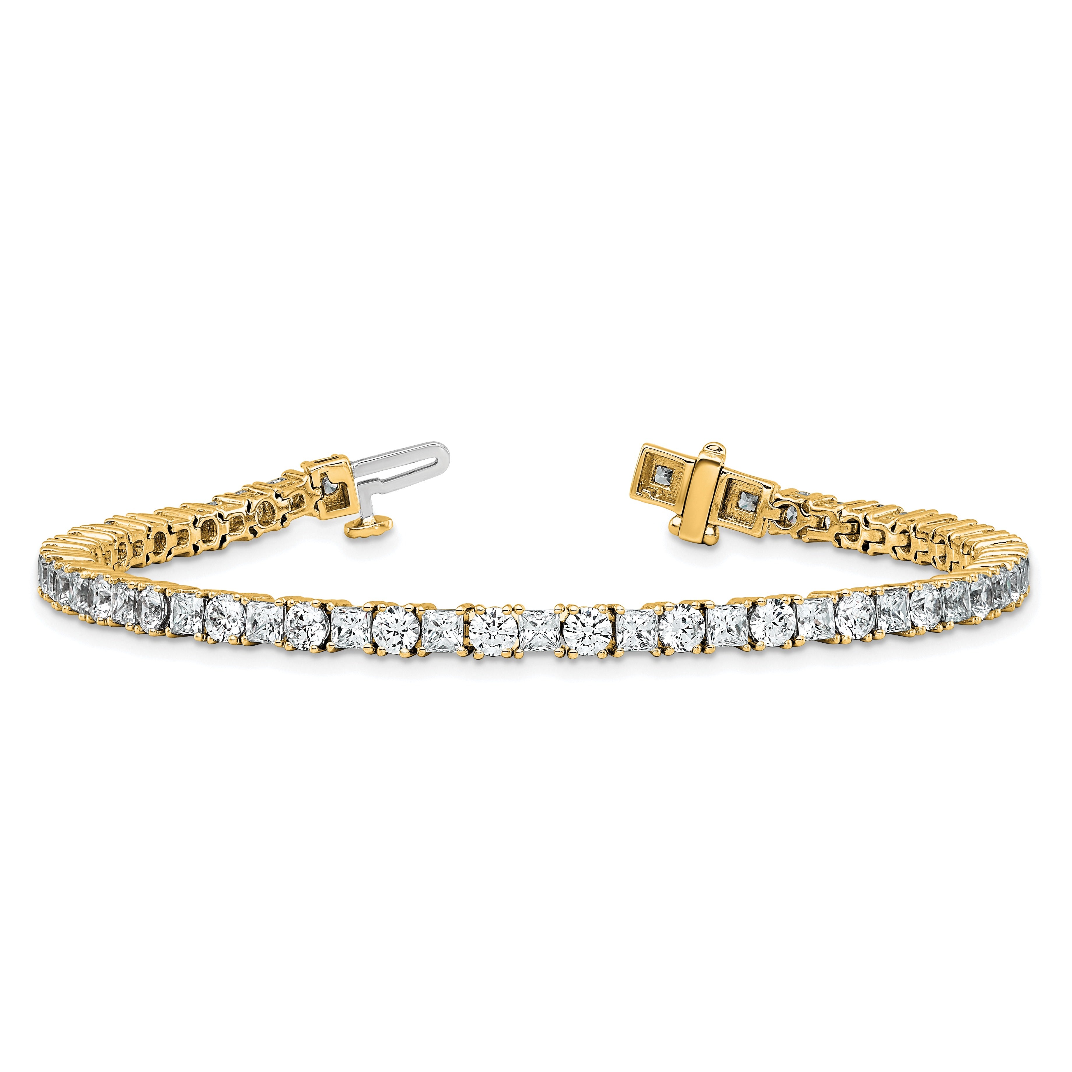 14k Yellow Gold 7 Carat Lab Diamond Tennis Bracelet