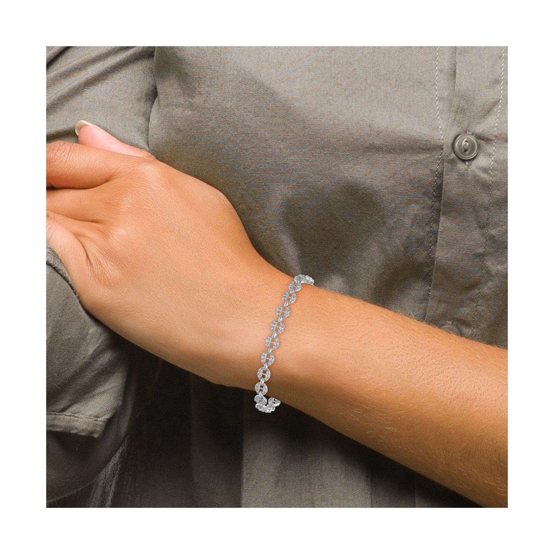 14K Gold Lab Grown Diamond Fancy Link Bracelets