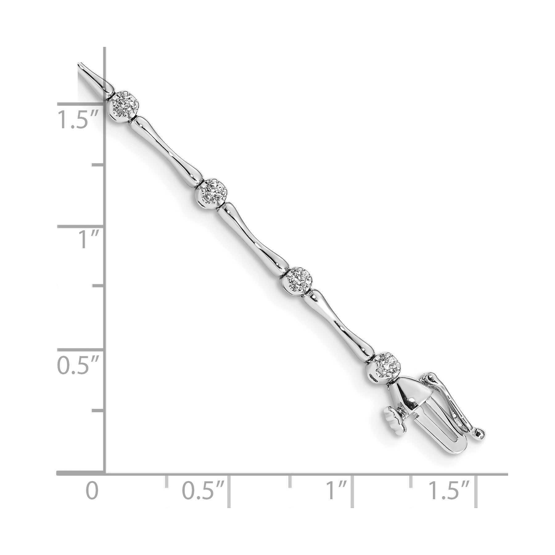 14k White Gold Diamond and Bar Link 7 inch Fancy Bracelet