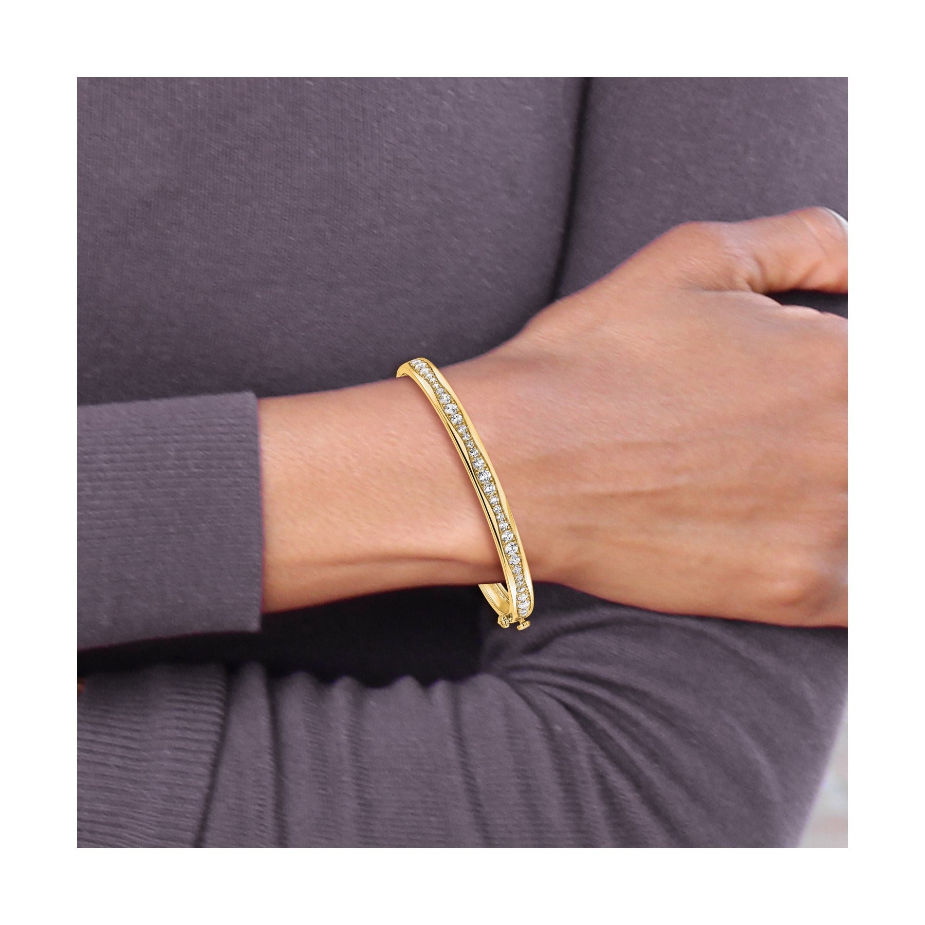 14K Gold 1 5/8 carat Lab Grown Diamond Bangle Bracelet