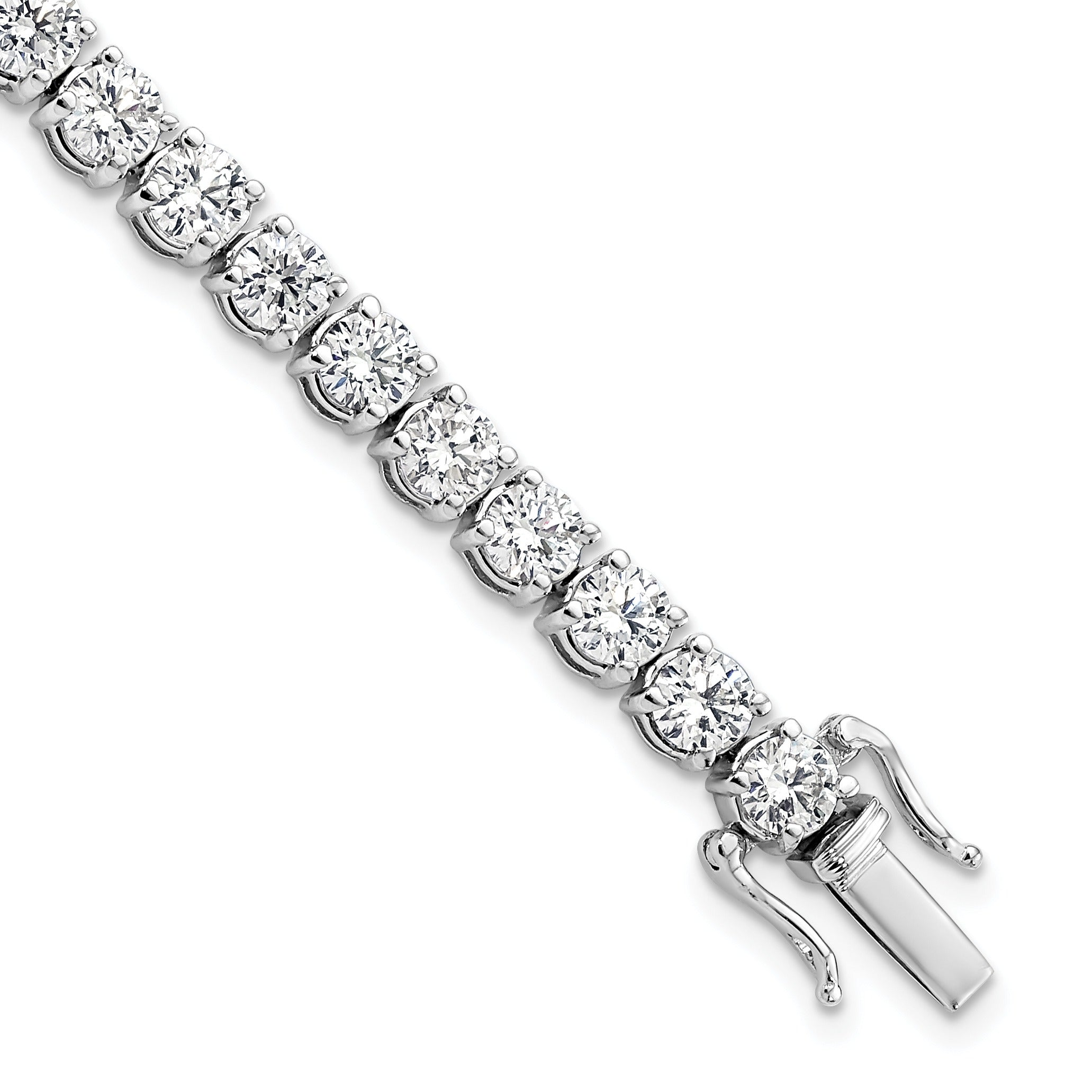 14k White Gold 11 ct Lab Grown Diamond Round Tennis Bracelet