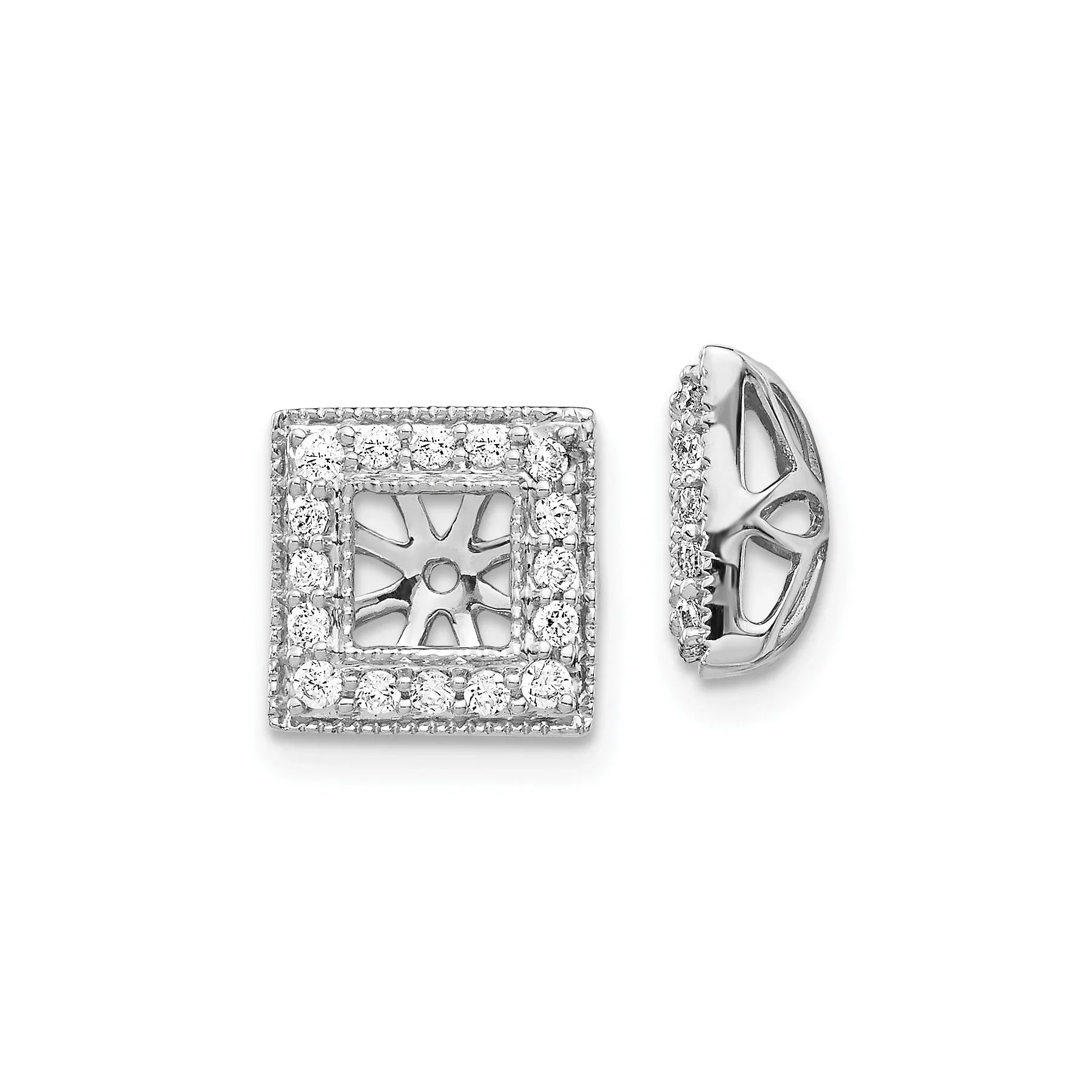 14k White Gold Lab Grown Diamond Earring Jacket - Fine Diamond