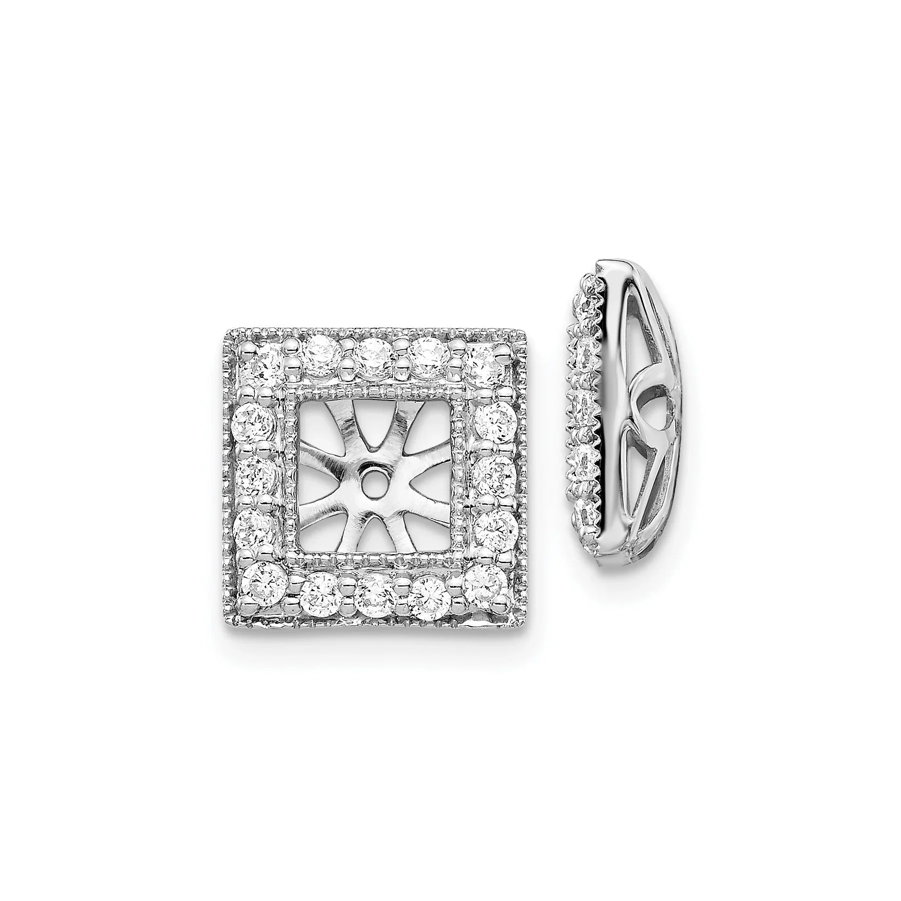 14k White Gold Lab Grown Diamond Earring Jacket - Fine Diamond