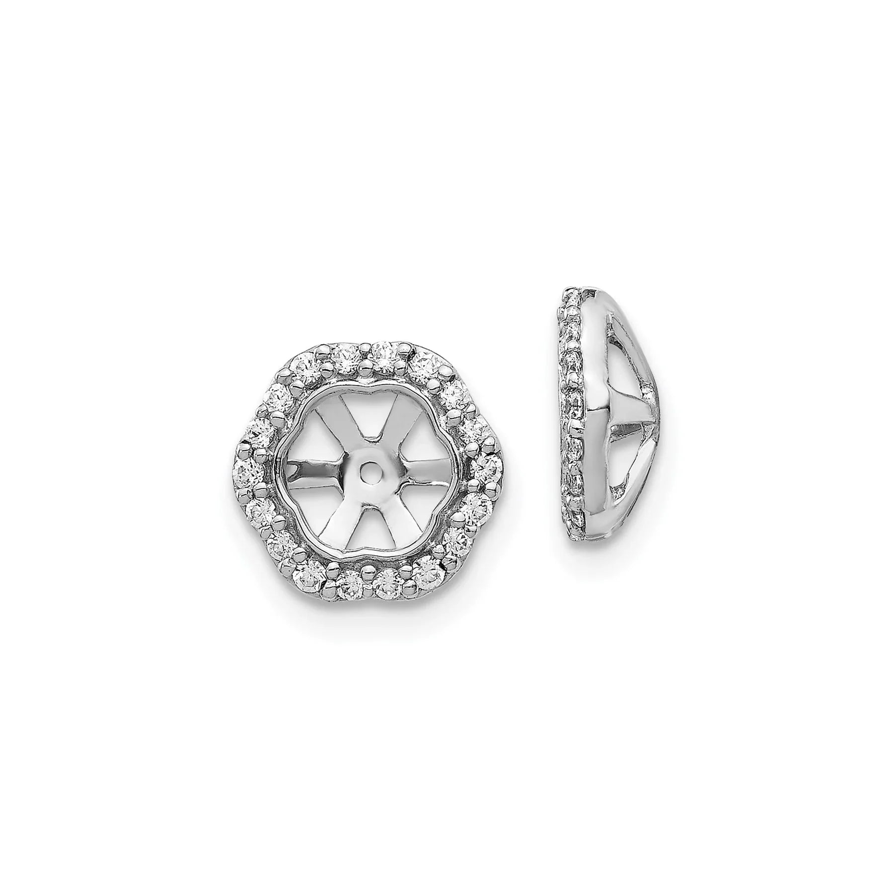 14k White Gold Diamond Earring Jackets - Fine Diamond
