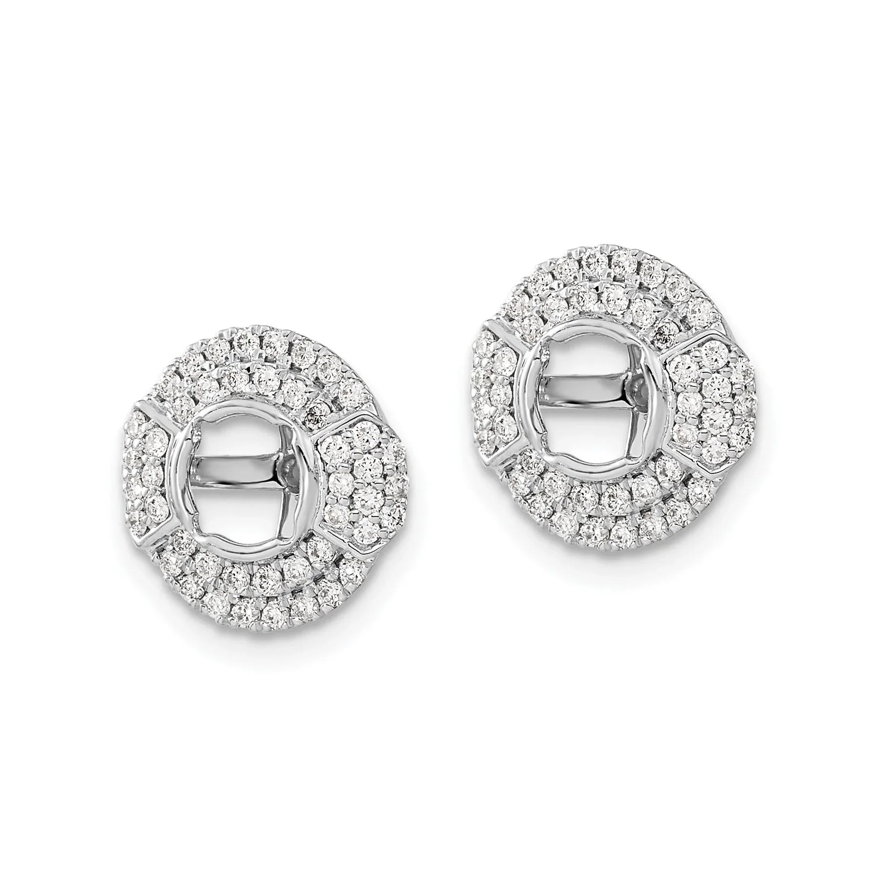 14k White Gold Lab Grown Diamond Round Earring Jacket - Fine Diamond