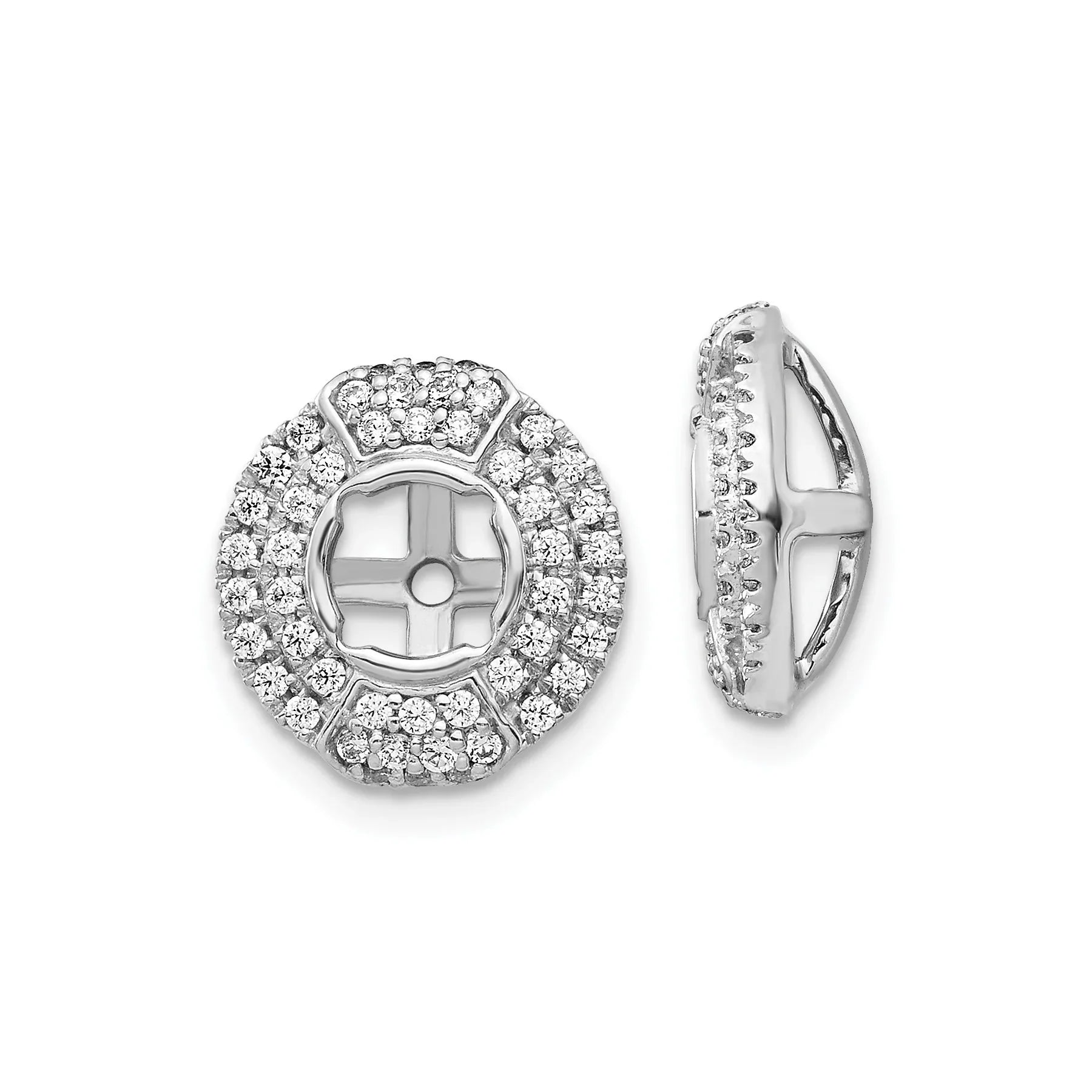 14k White Gold Lab Grown Diamond Round Earring Jacket - Fine Diamond
