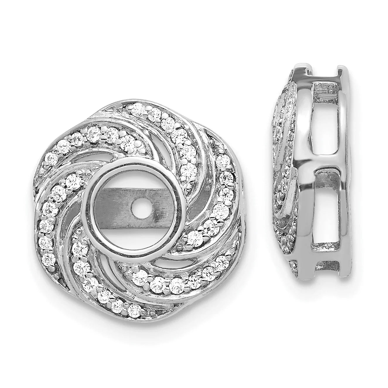 14k White Gold Lab Grown Diamond Swirl Earring Jacket - Fine Diamond