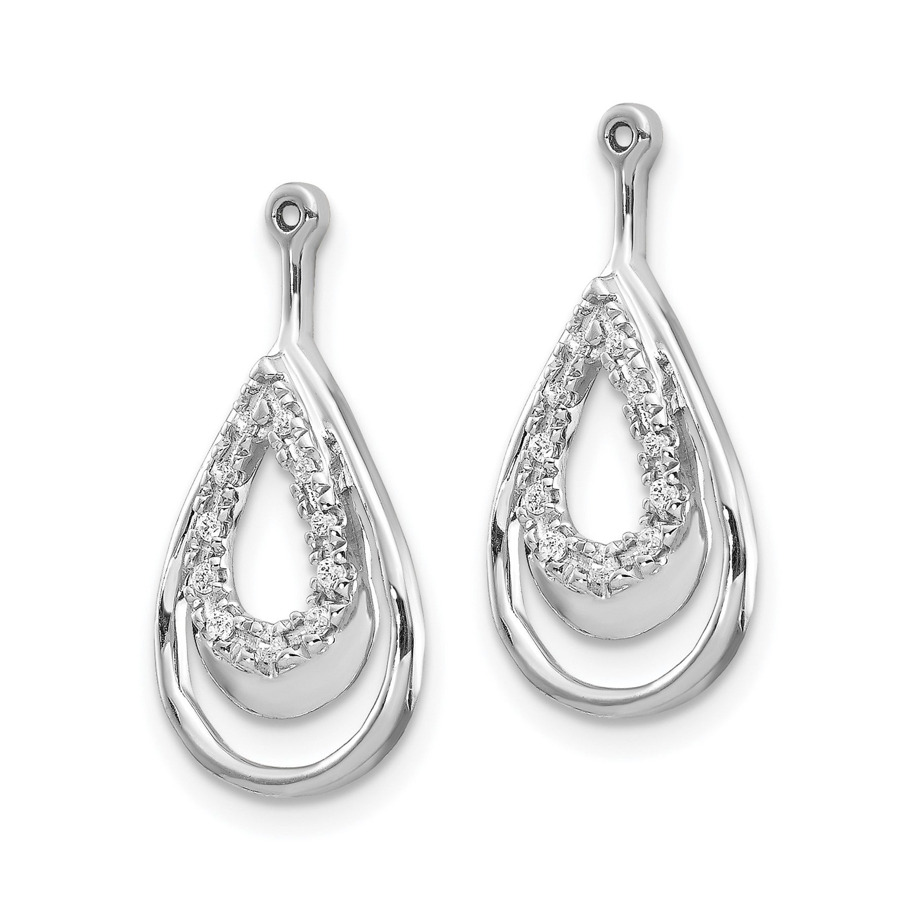 14k White Gold Lab Grown Diamond Teardrop Earring Jackets